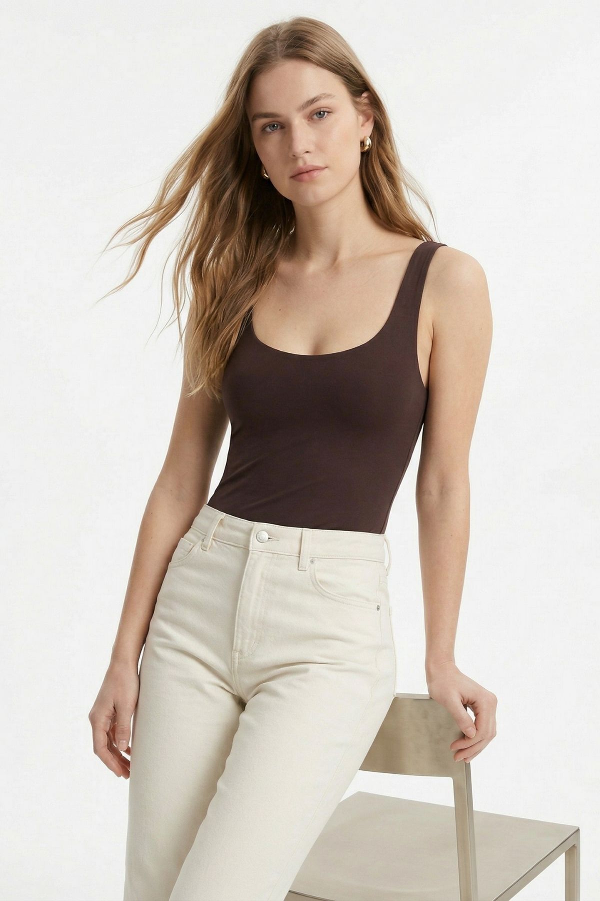 Kahve U Yaka Zıbınlı Atlet 5087 - 1