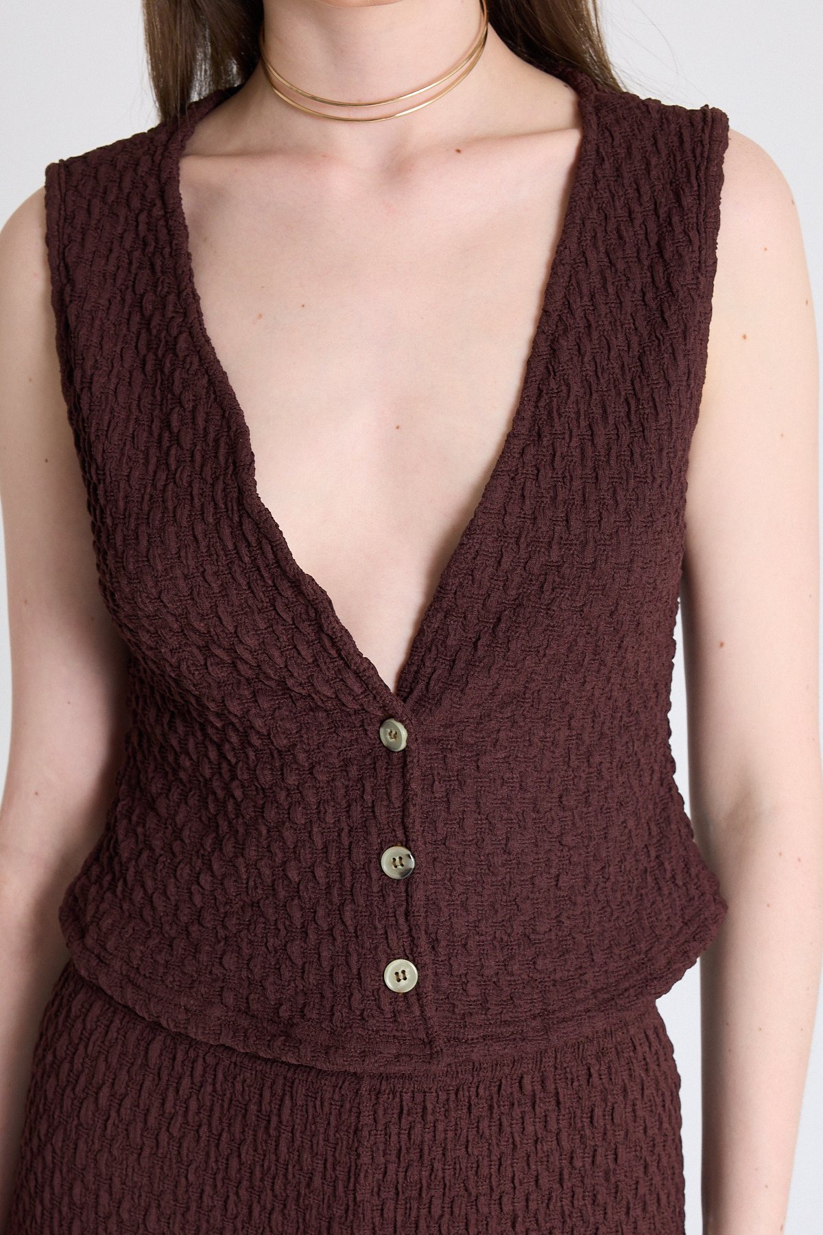 Kahve V Yaka Yelek ve Pantolon Takımı 3000 - RAYS