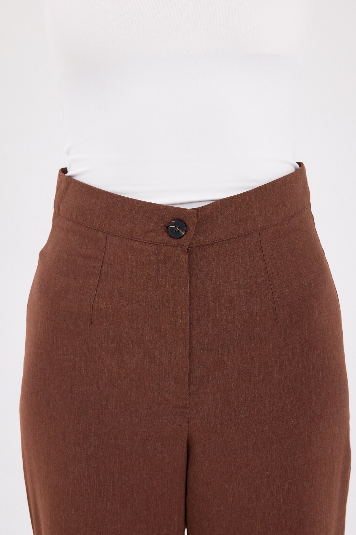 Kahve Yüksek Bel Palazzo Kadın Pantolon 8021A - RAYS