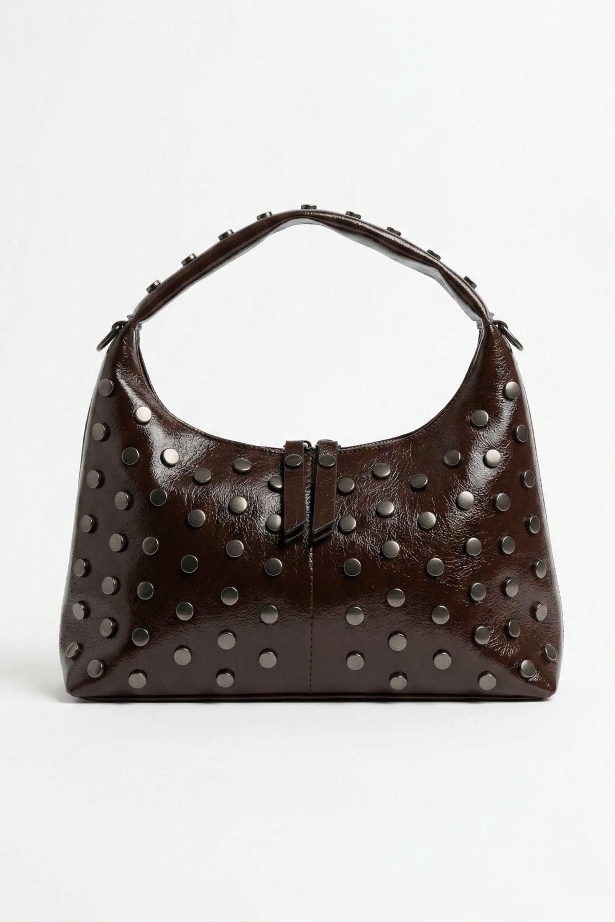 Kahve Zımba Detay Oval Çanta 9232 - RAYS (1)