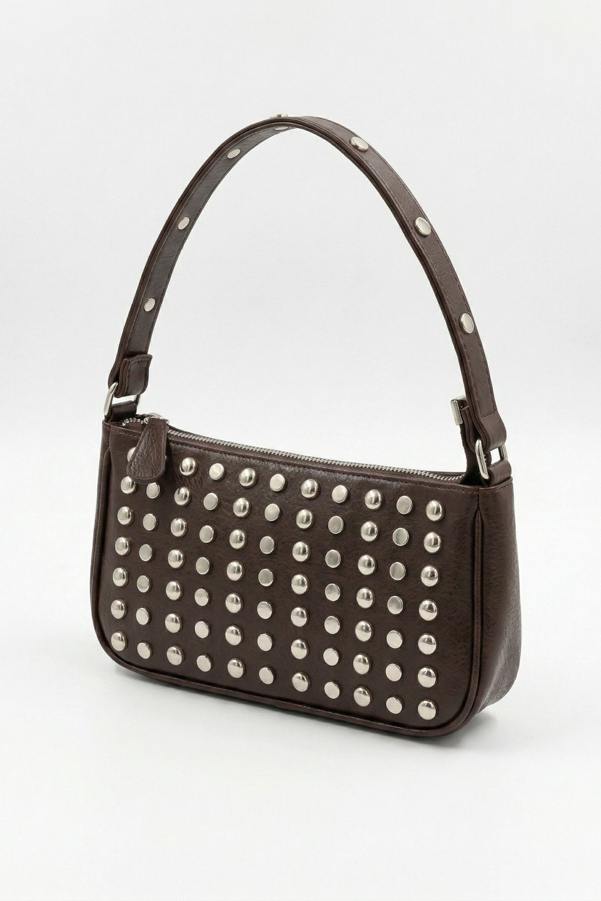 Kahve Zımbalı Oval Çanta 9231 - 1