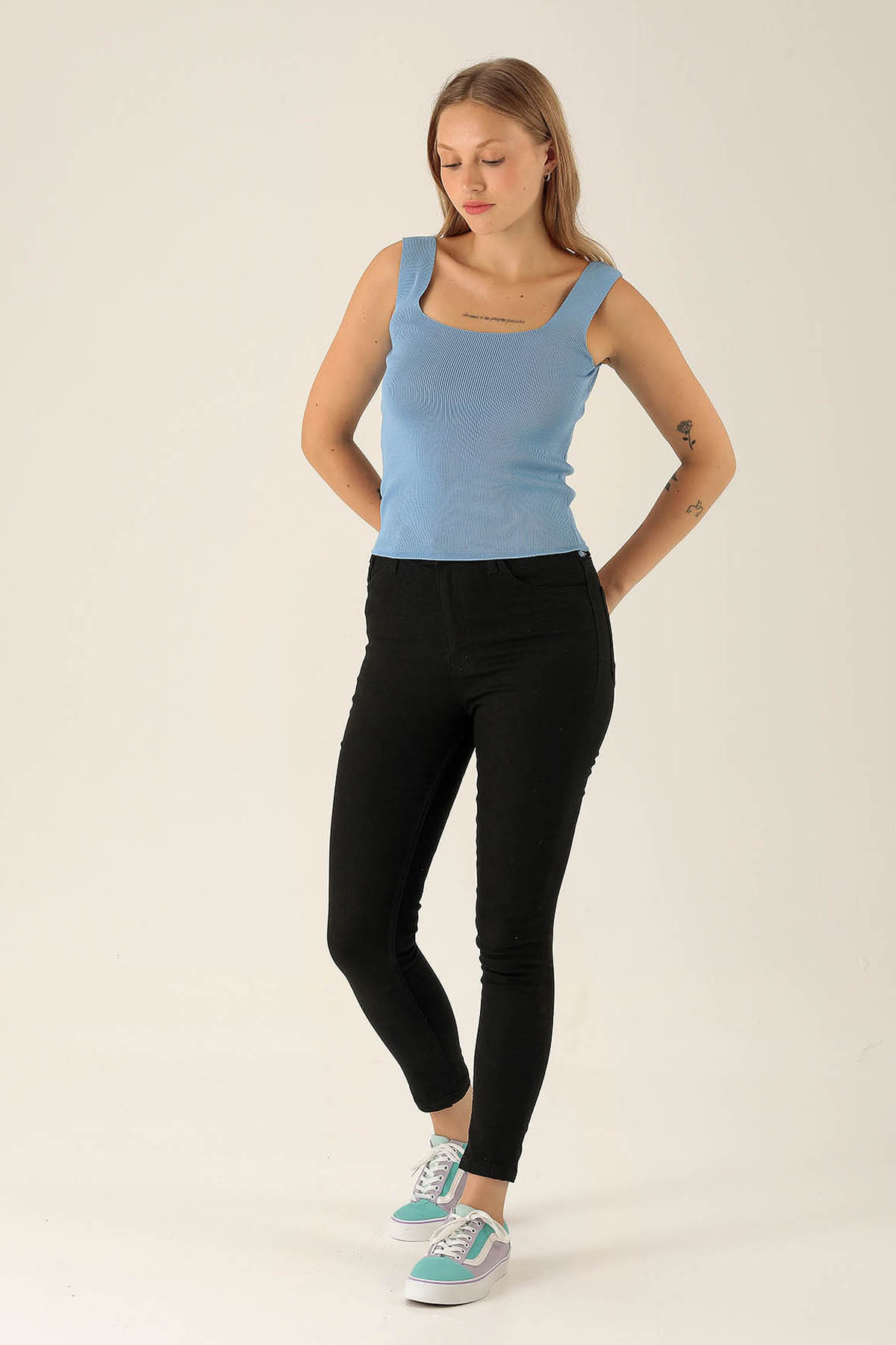 Kalın Askı Bayan Atlet - 4140 Mavi - 3