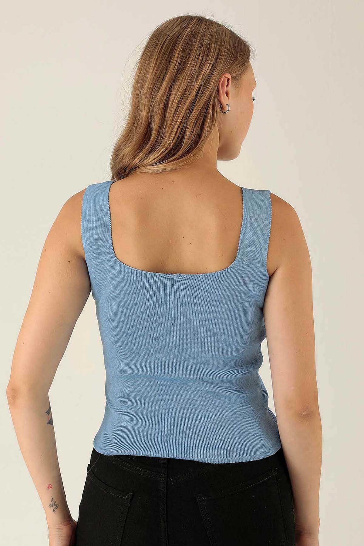 Kalın Askı Bayan Atlet - 4140 Mavi - 5