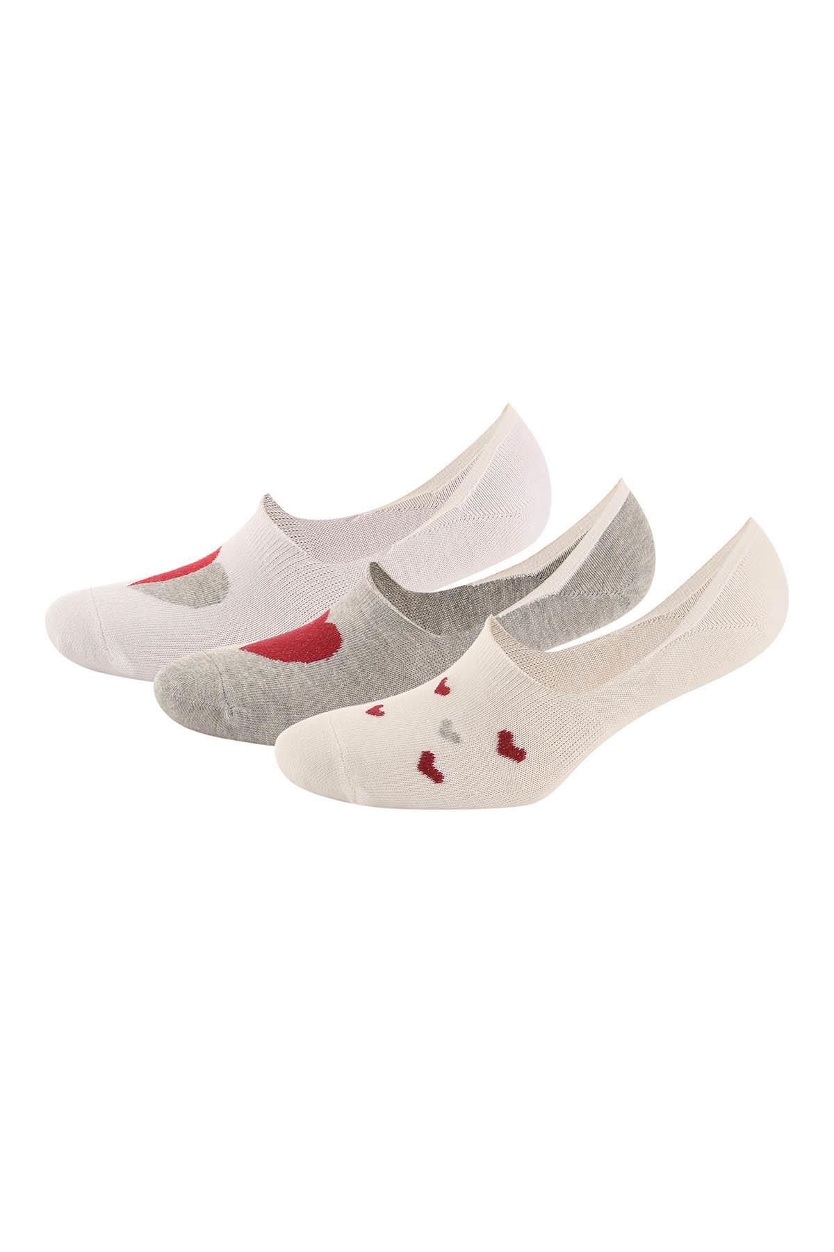 Kalp Desen 3'lü Babet Bayan Çorap - 1034 Karma - 2