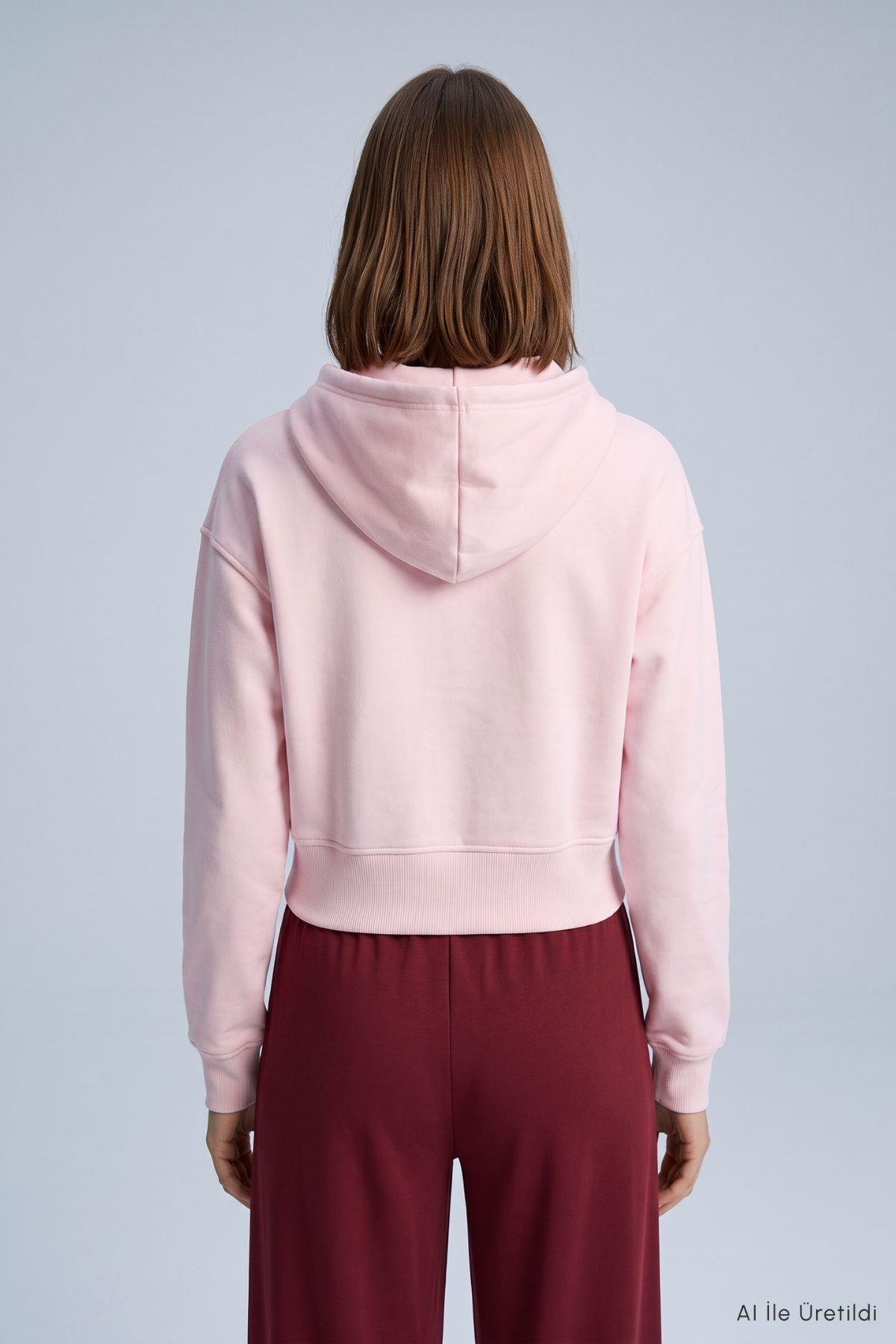 Kapüşonlu Fermuarlı Sweatshirt 953 Pembe - 3