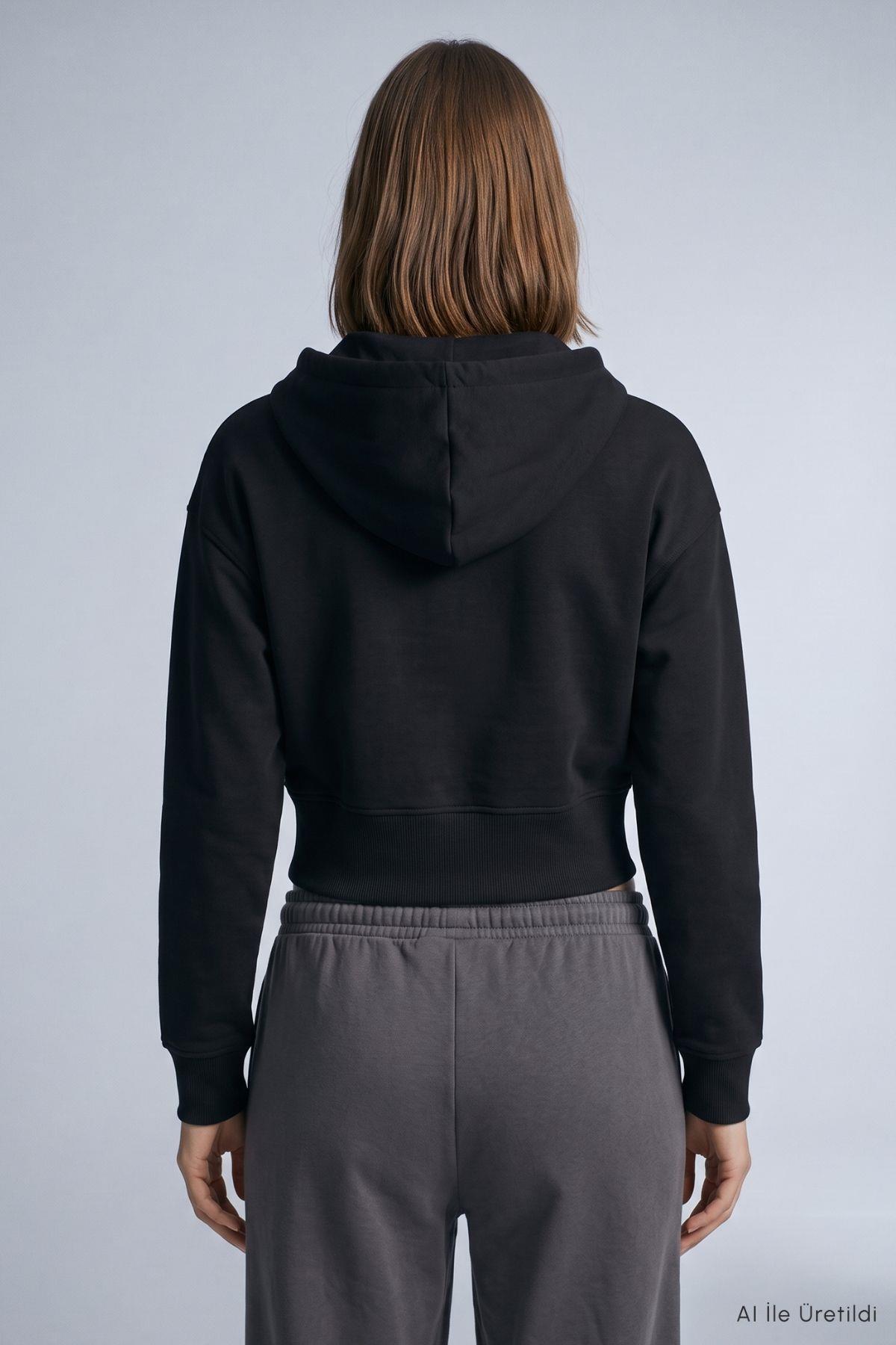 Kapüşonlu Fermuarlı Sweatshirt 953 Siyah - Rays