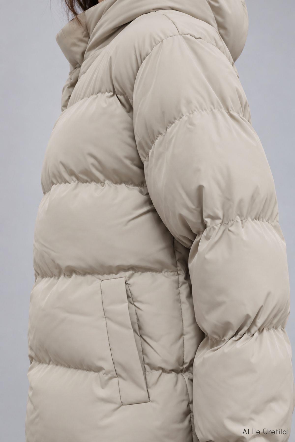 Kapüşonlu Mont 8002 Taş - Rays