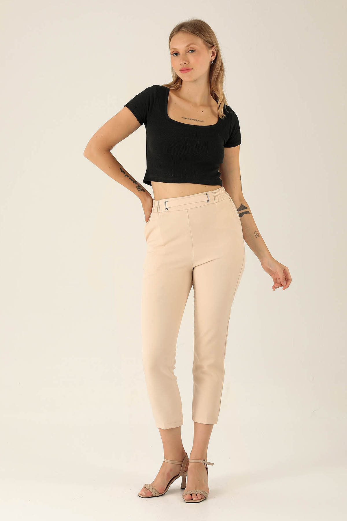 Kare Yaka Bayan Bluz - 1847-1 Siyah - 4