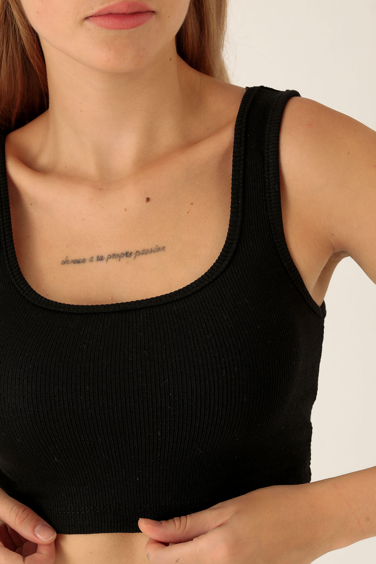 Kare Yaka Kısa Bayan Atlet - 1098 Siyah - 6