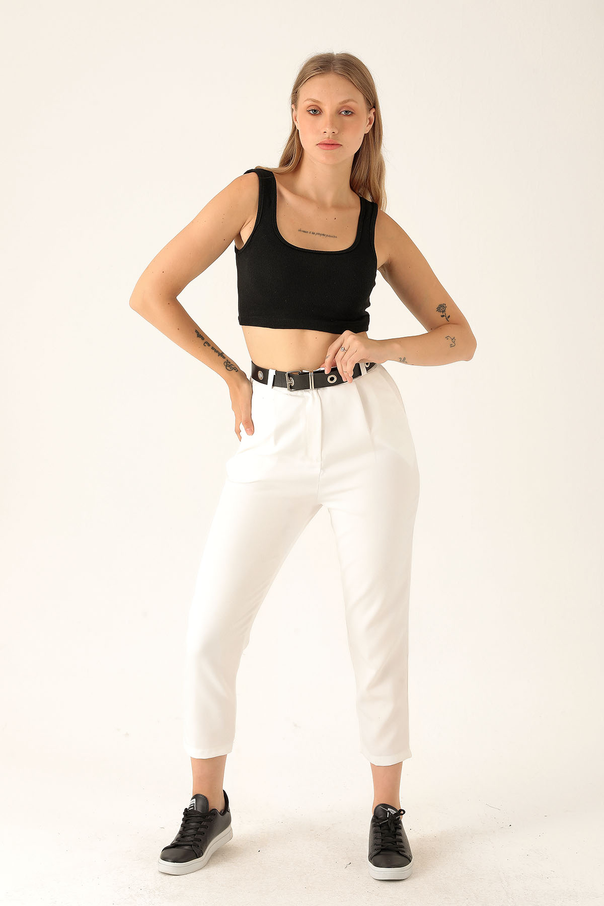 Kare Yaka Kısa Bayan Atlet - 1098 Siyah - 4