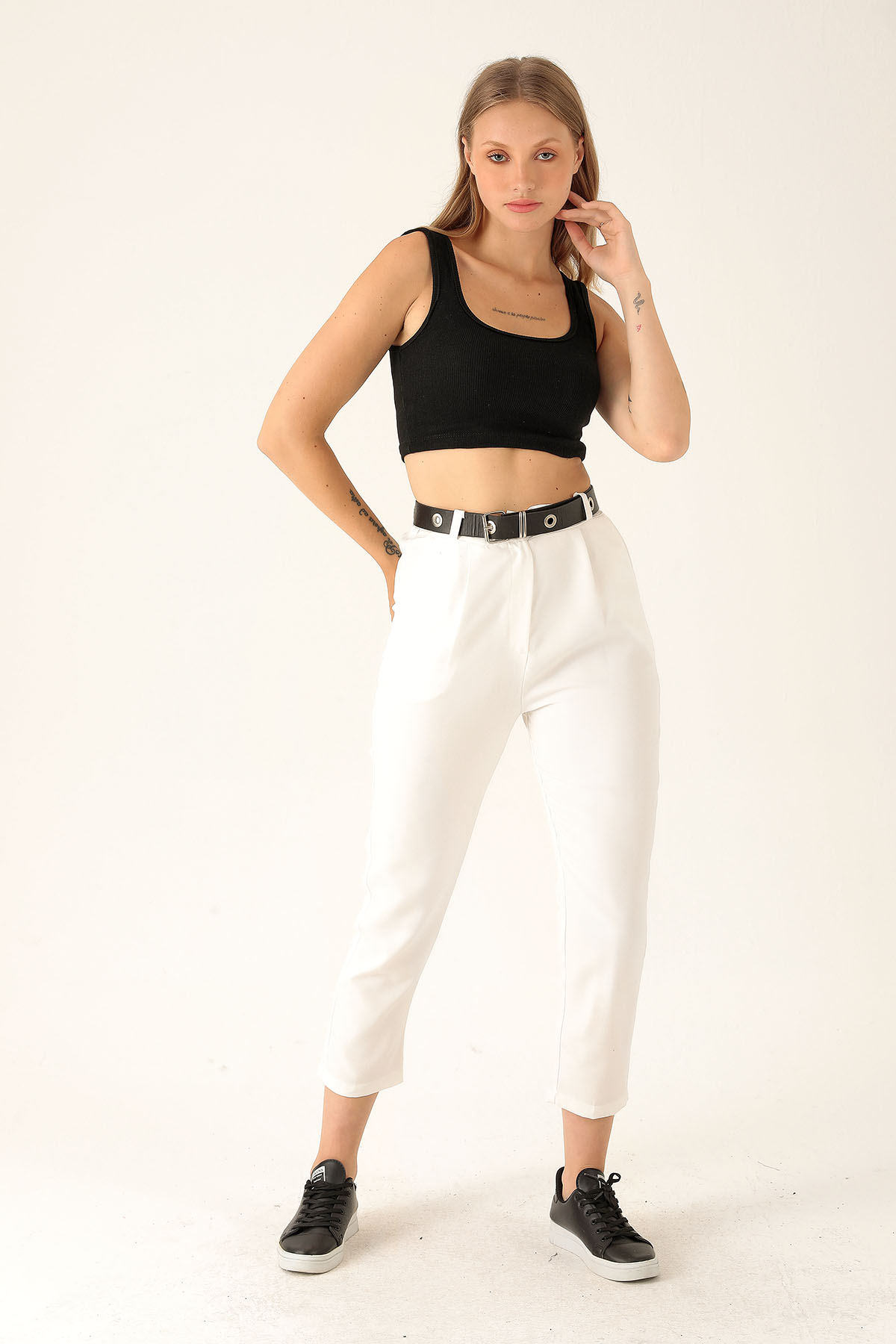 Kare Yaka Kısa Bayan Atlet - 1098 Siyah - 5