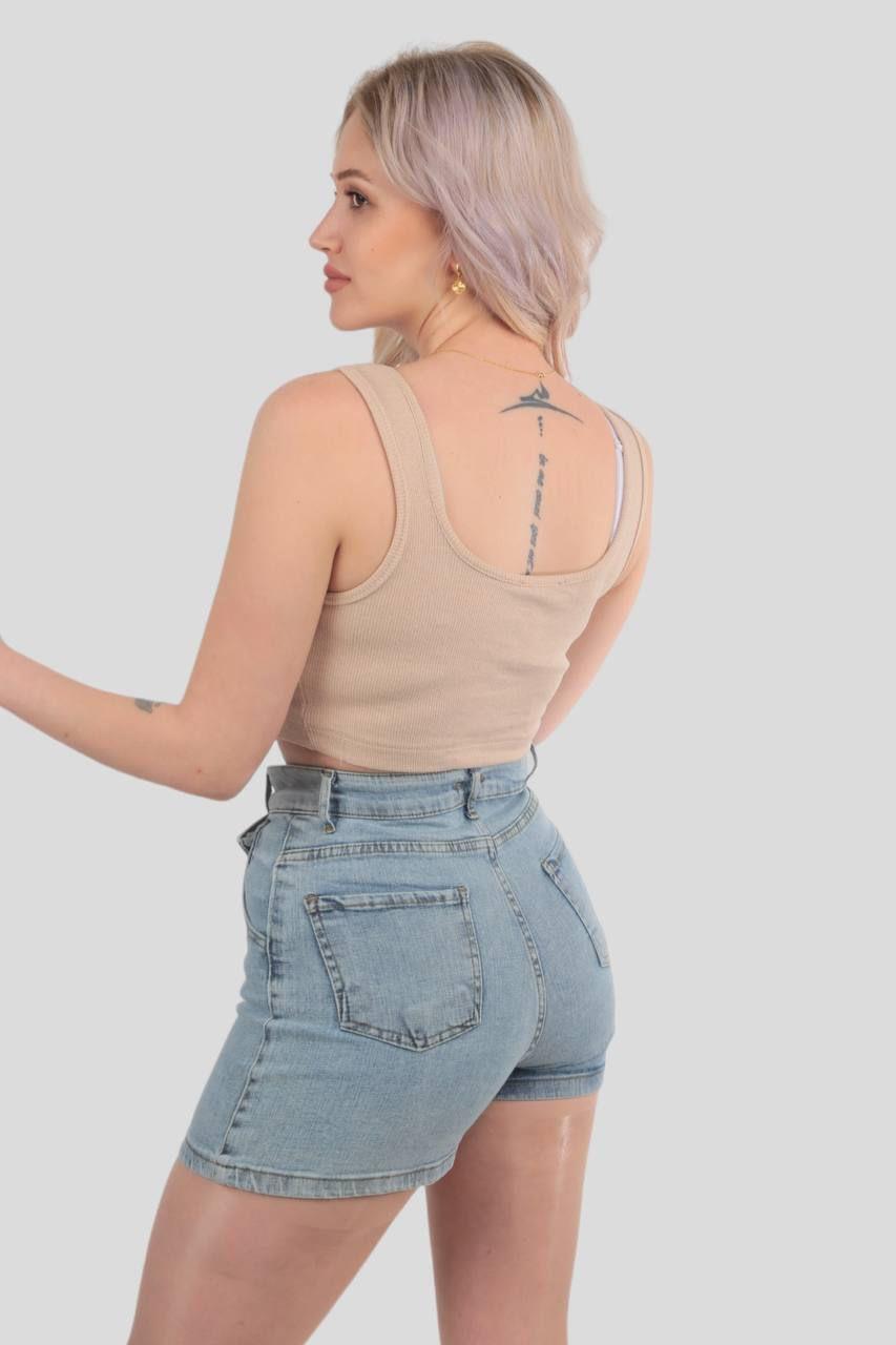 Kare Yaka Kısa Bayan Atlet - 1098 Vizon - 3