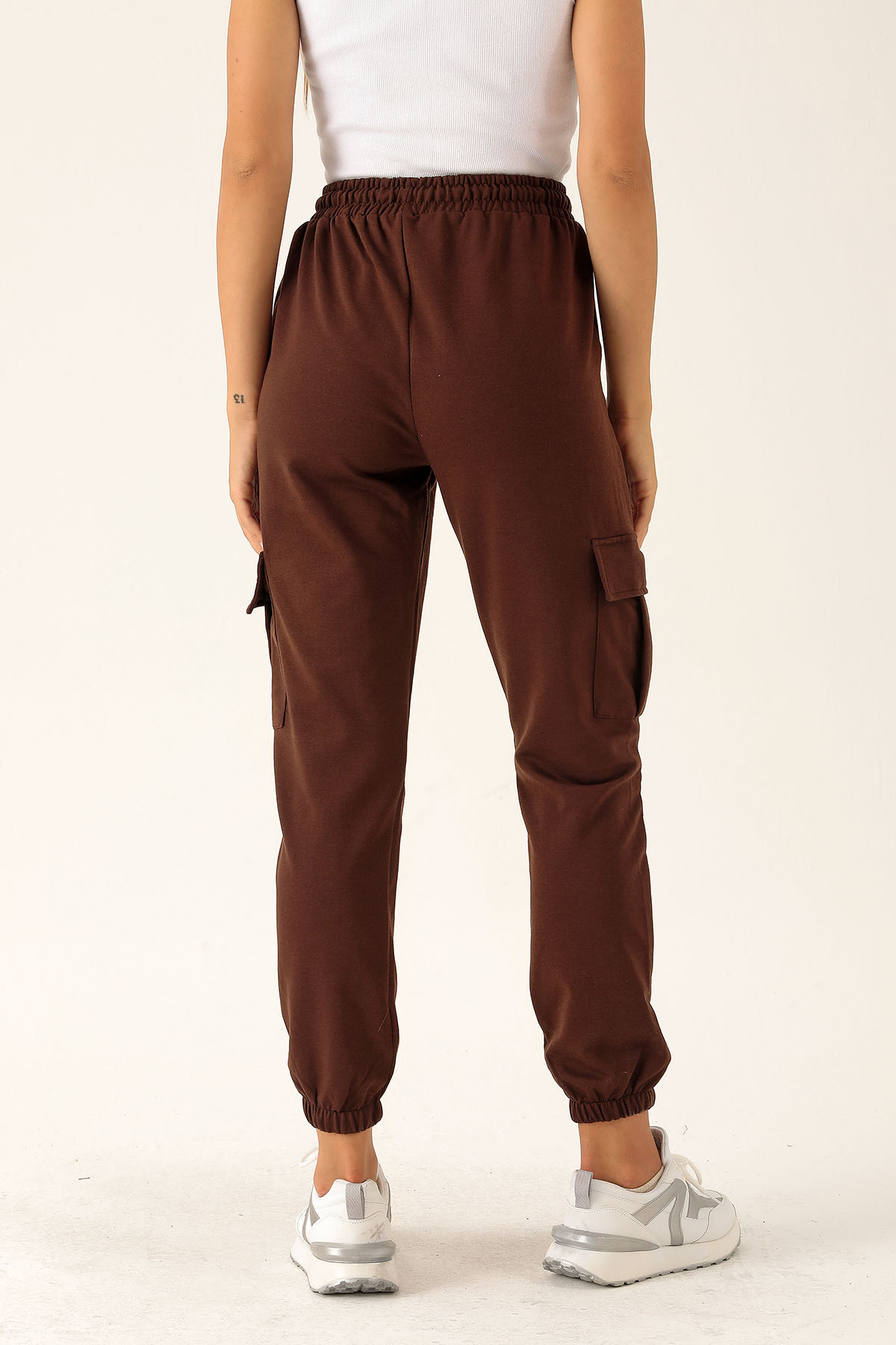 Kargo Cep Paça Lastik Bayan Eşofman - 23196 Acı Kahve - 5