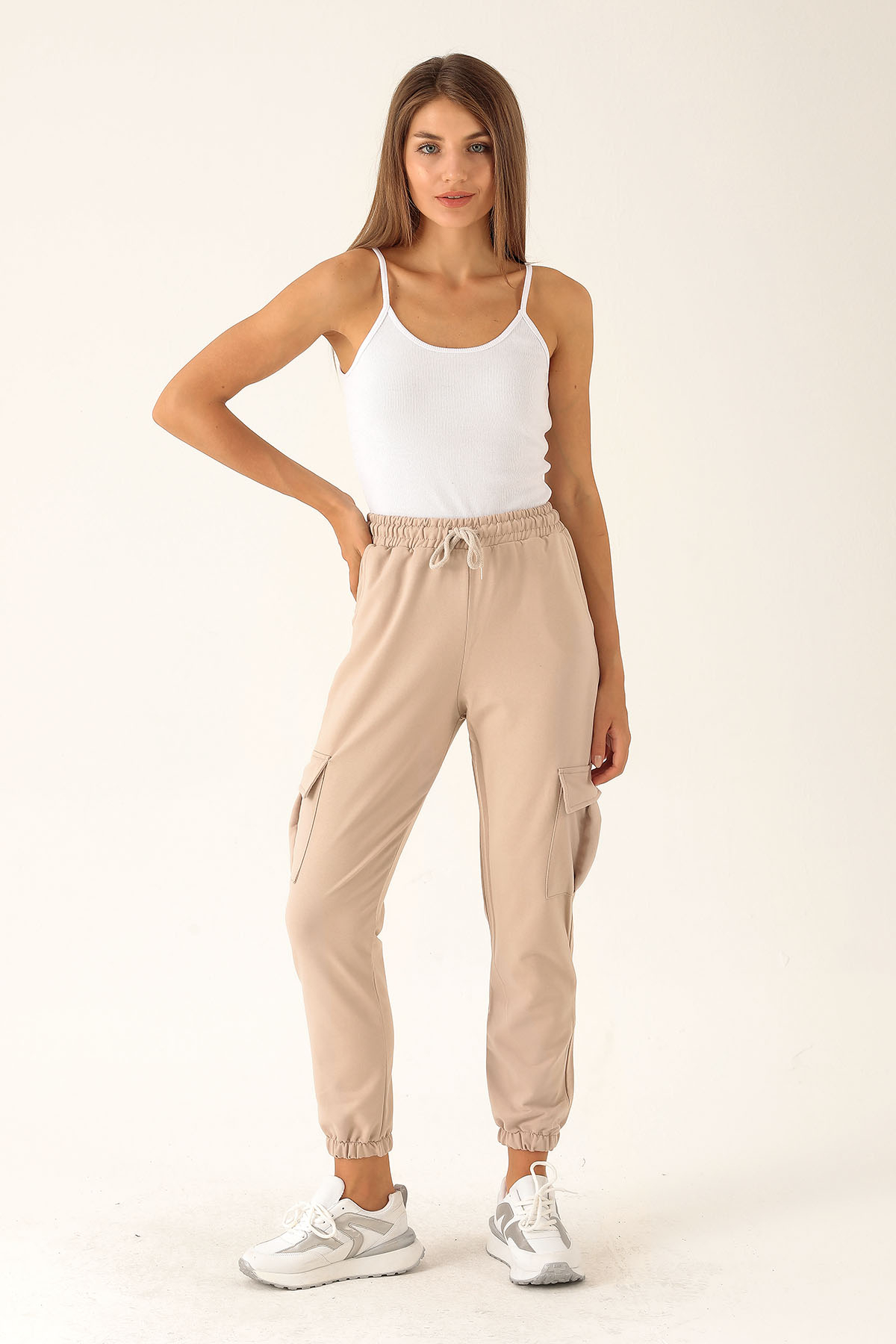 Kargo Cep Paça Lastik Bayan Eşofman - 23196 Taş - 2