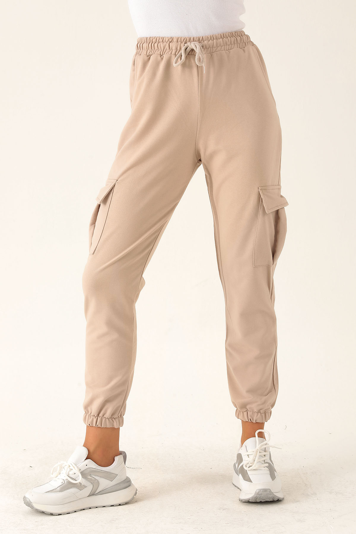 Kargo Cep Paça Lastik Bayan Eşofman - 23196 Taş - 3