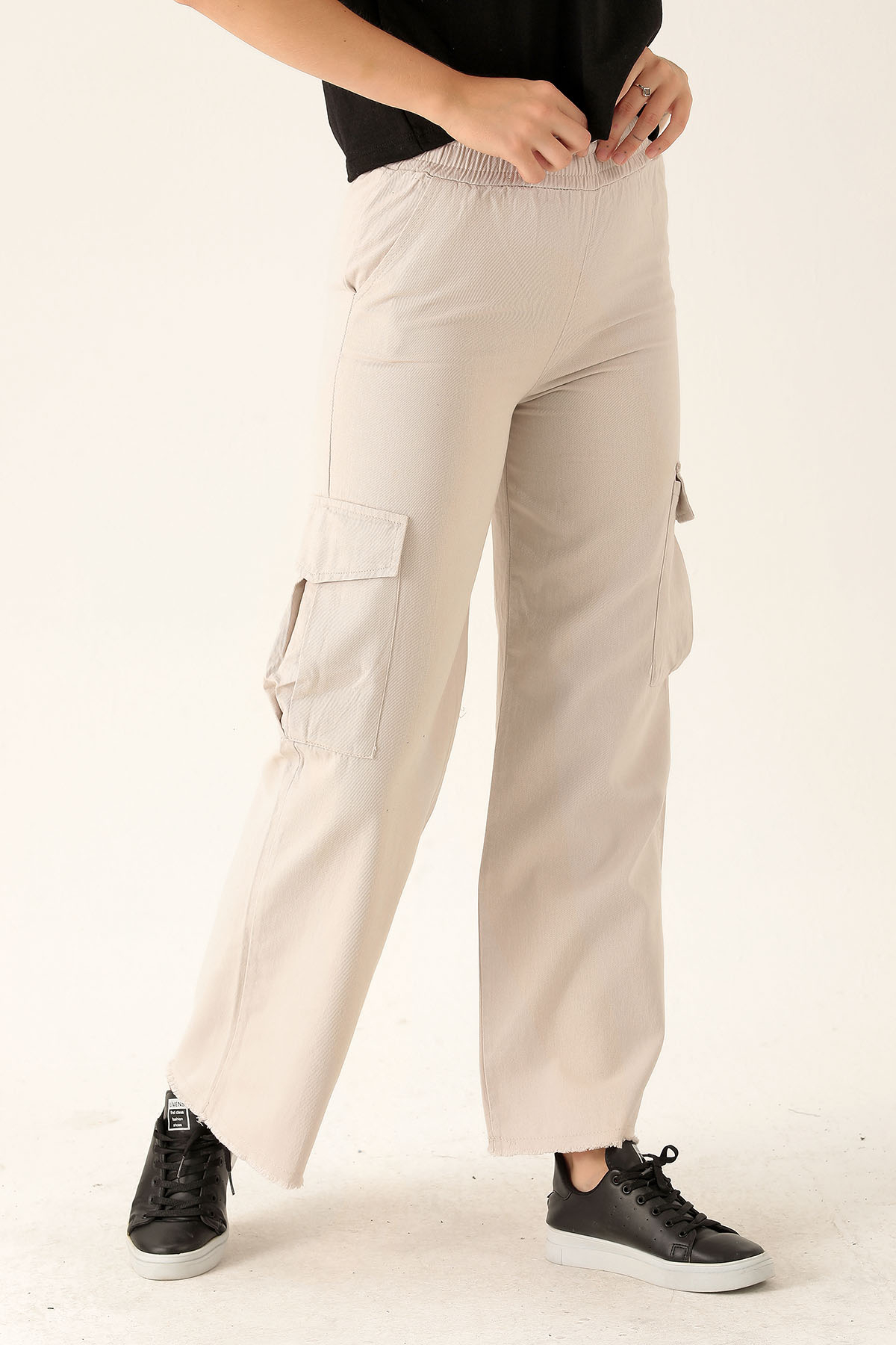 Kargo Cep Palazzo Bayan Pantolon - 3003 Taş - 4