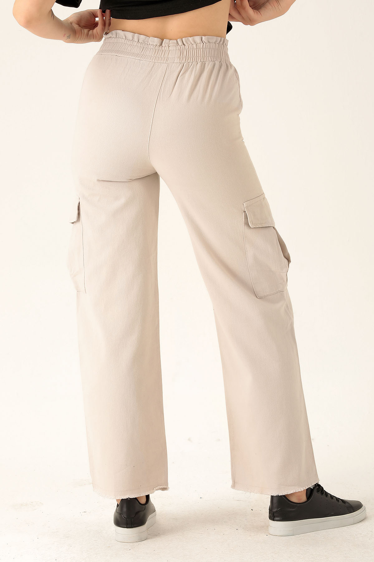 Kargo Cep Palazzo Bayan Pantolon - 3003 Taş - 5