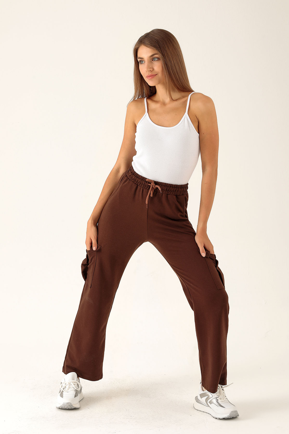 Kargo Cep Palazzo Eşofman - 23364 Acı Kahve - 2