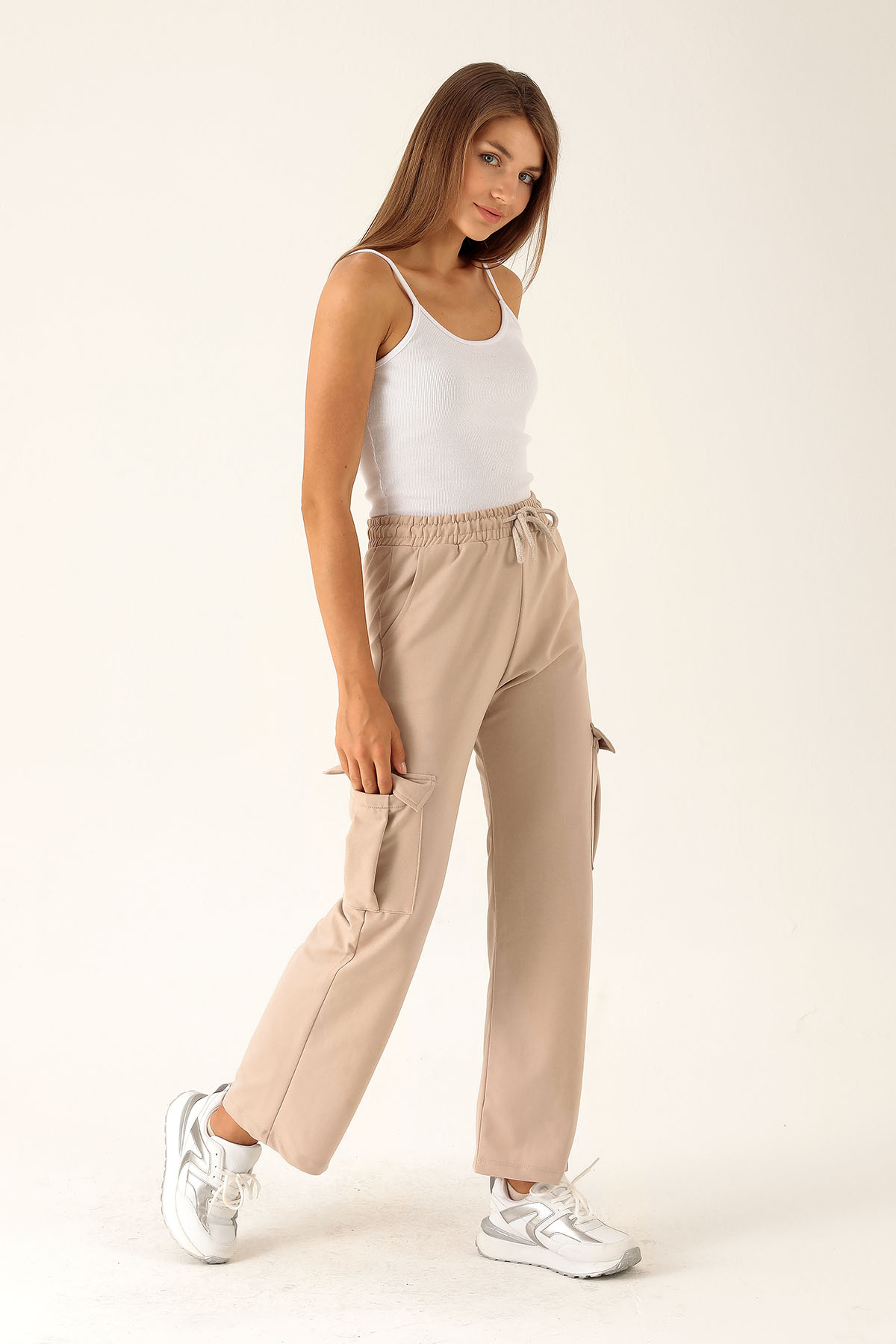 Kargo Cep Palazzo Eşofman - 23364 Bej - 2