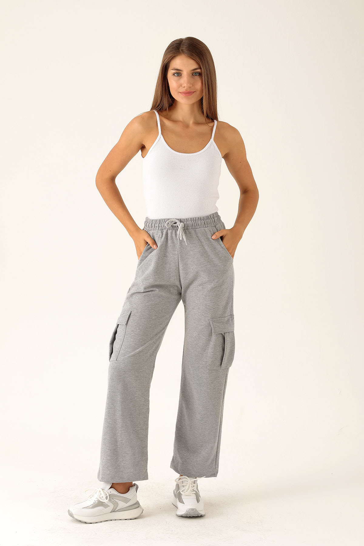 Kargo Cep Palazzo Eşofman - 23364 Gri 