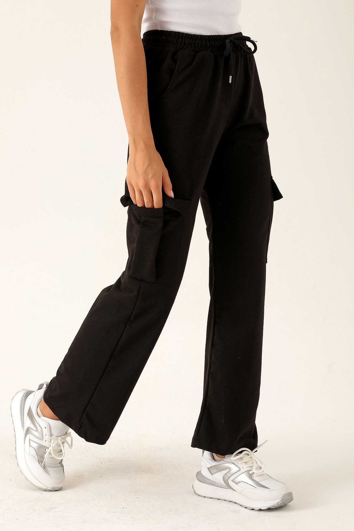 Kargo Cep Palazzo Eşofman - 23364 Siyah - 4