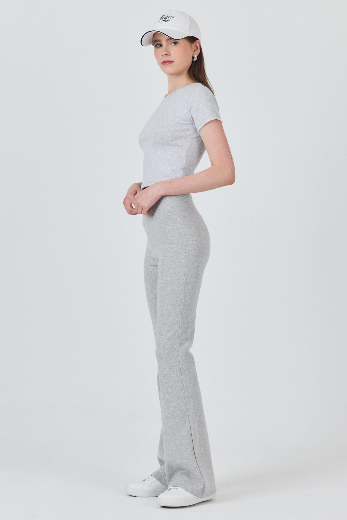 Karmelanj Slim Fit Bisiklet Yaka Crop Tişört 3058 - 8