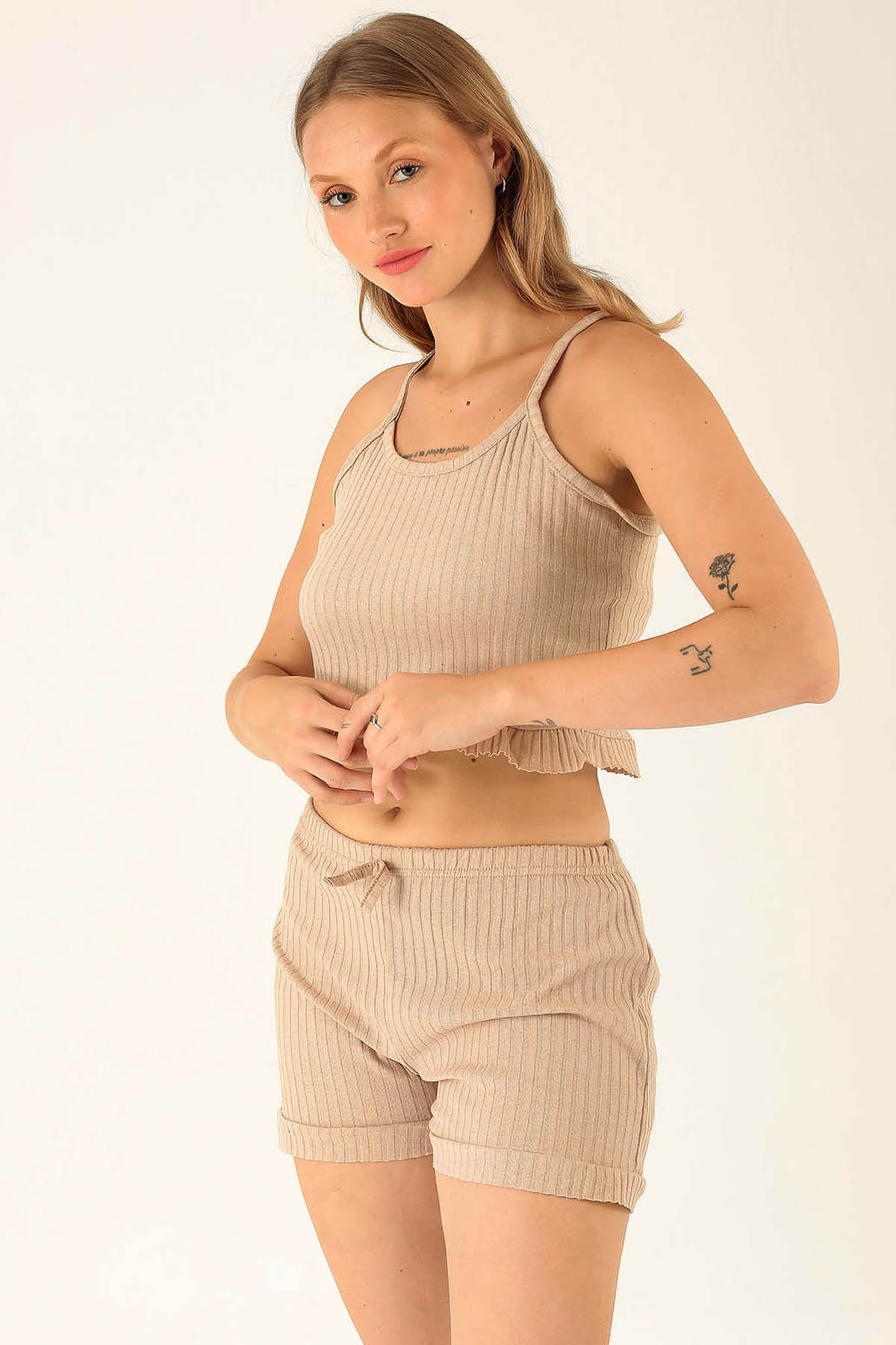 Kaşkorse Şortlu Takım - 01051 Bej - 3