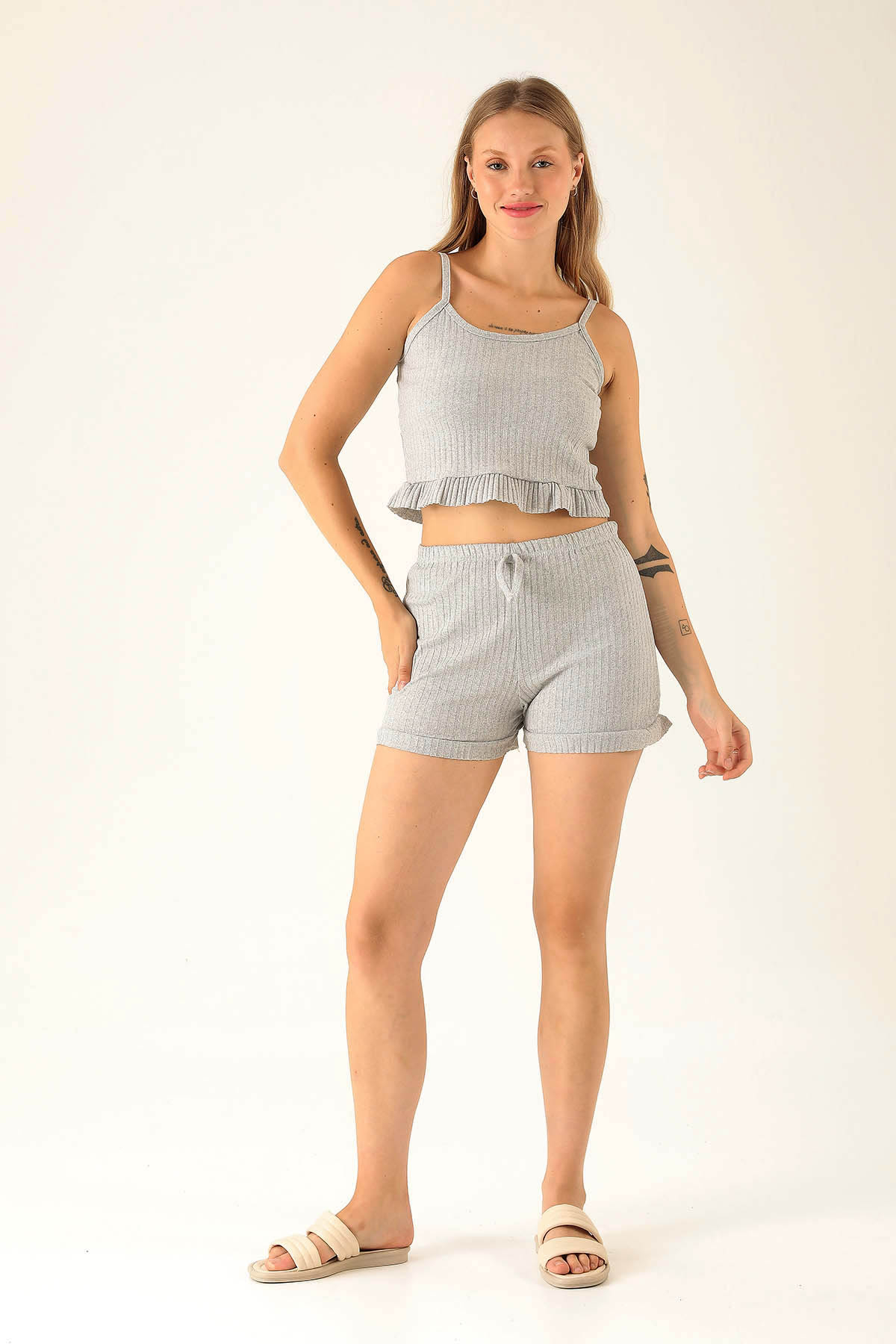 Kaşkorse Şortlu Takım - 01051 Gri - 2