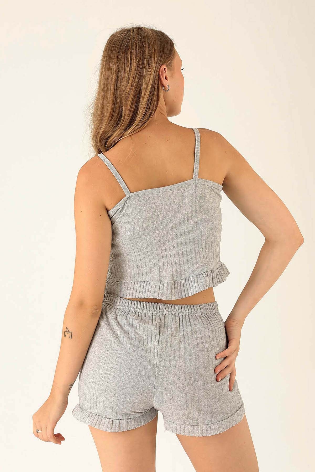 Kaşkorse Şortlu Takım - 01051 Gri - 5