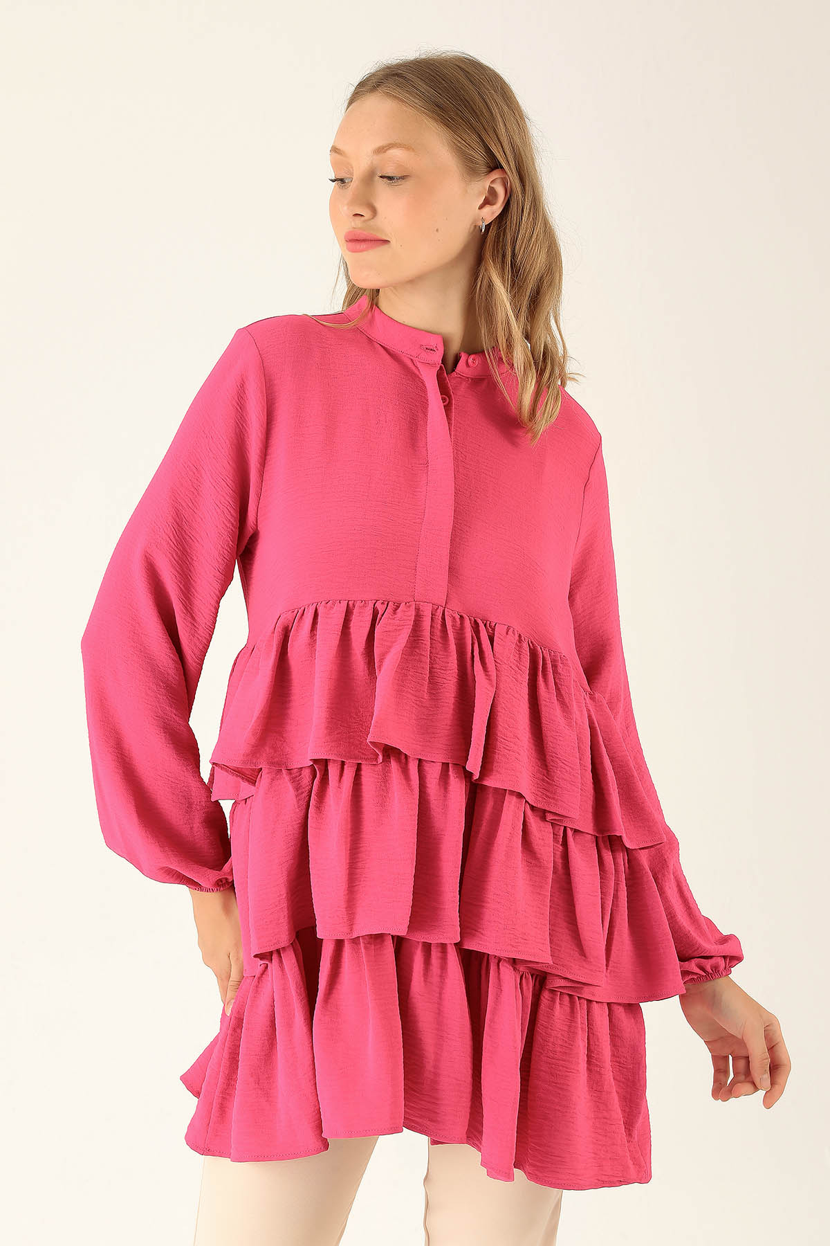 Kat Kat Detaylı Tunik - 6470A Fuşya - 2