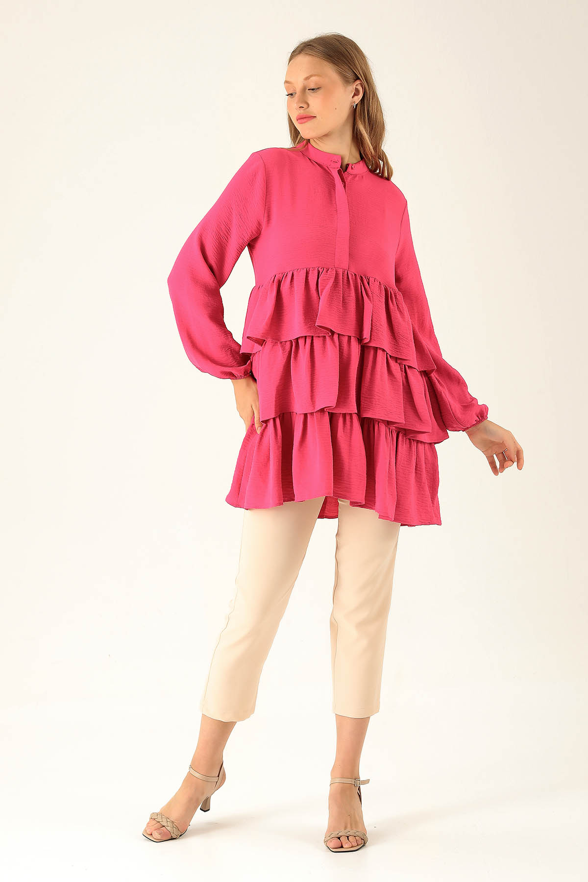 Kat Kat Detaylı Tunik - 6470A Fuşya - 4