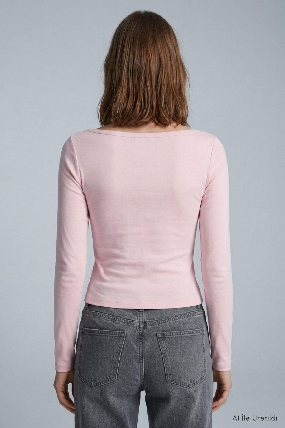 Kayık Yaka Basic Penye Body 744 Pembe - RAYS