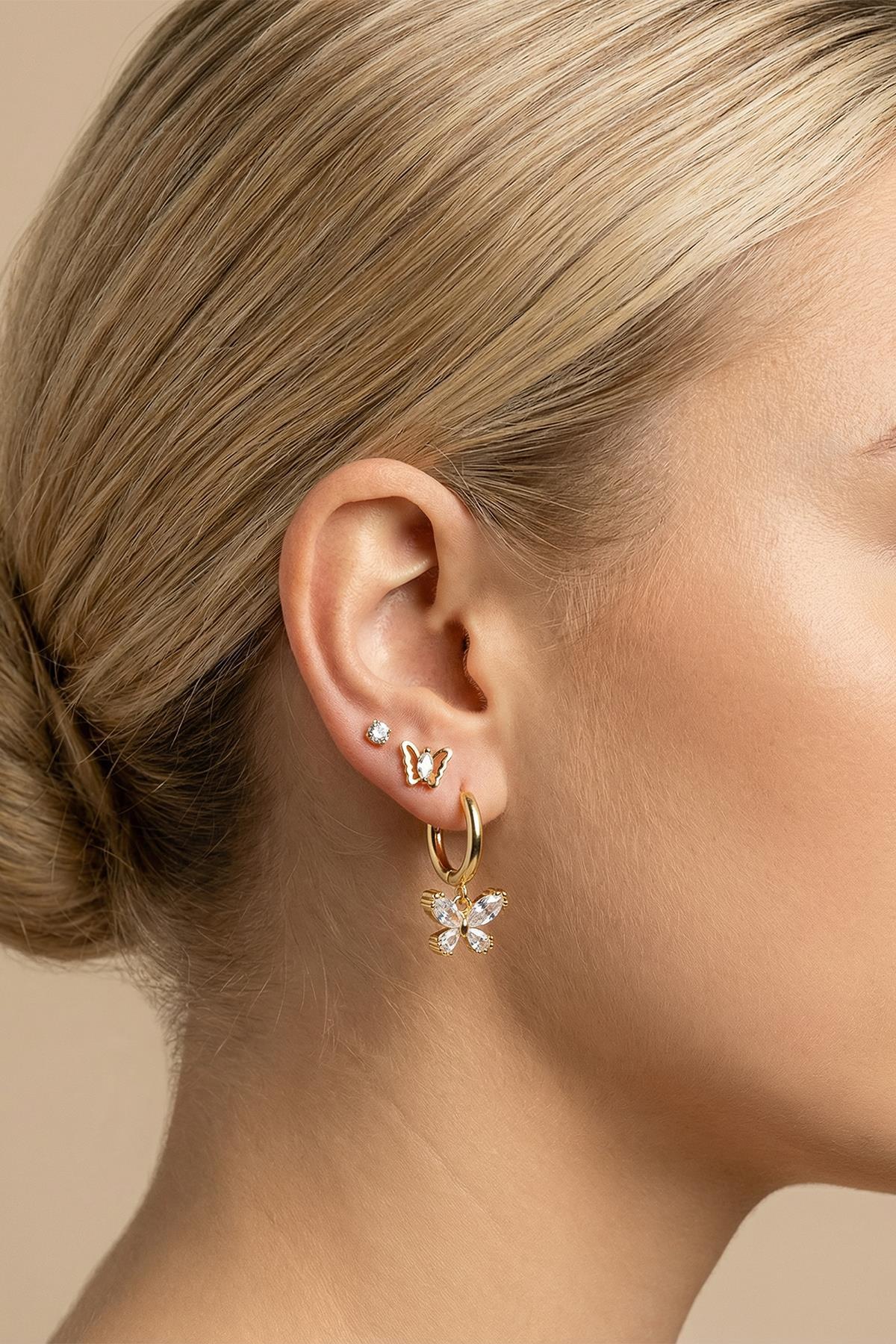 Kelebek Figürlü Çoklu Küpe 0114 - RAYS