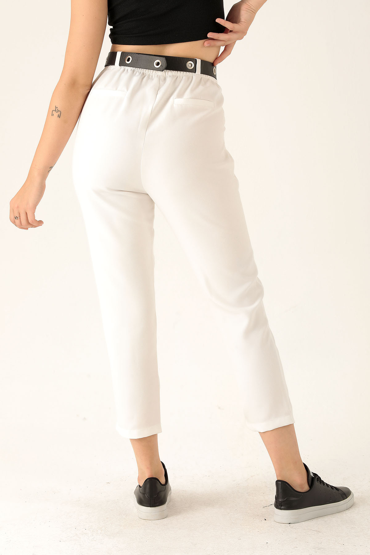 Kemer Detaylı Bayan Pantolon - 6262A Ekru - 5