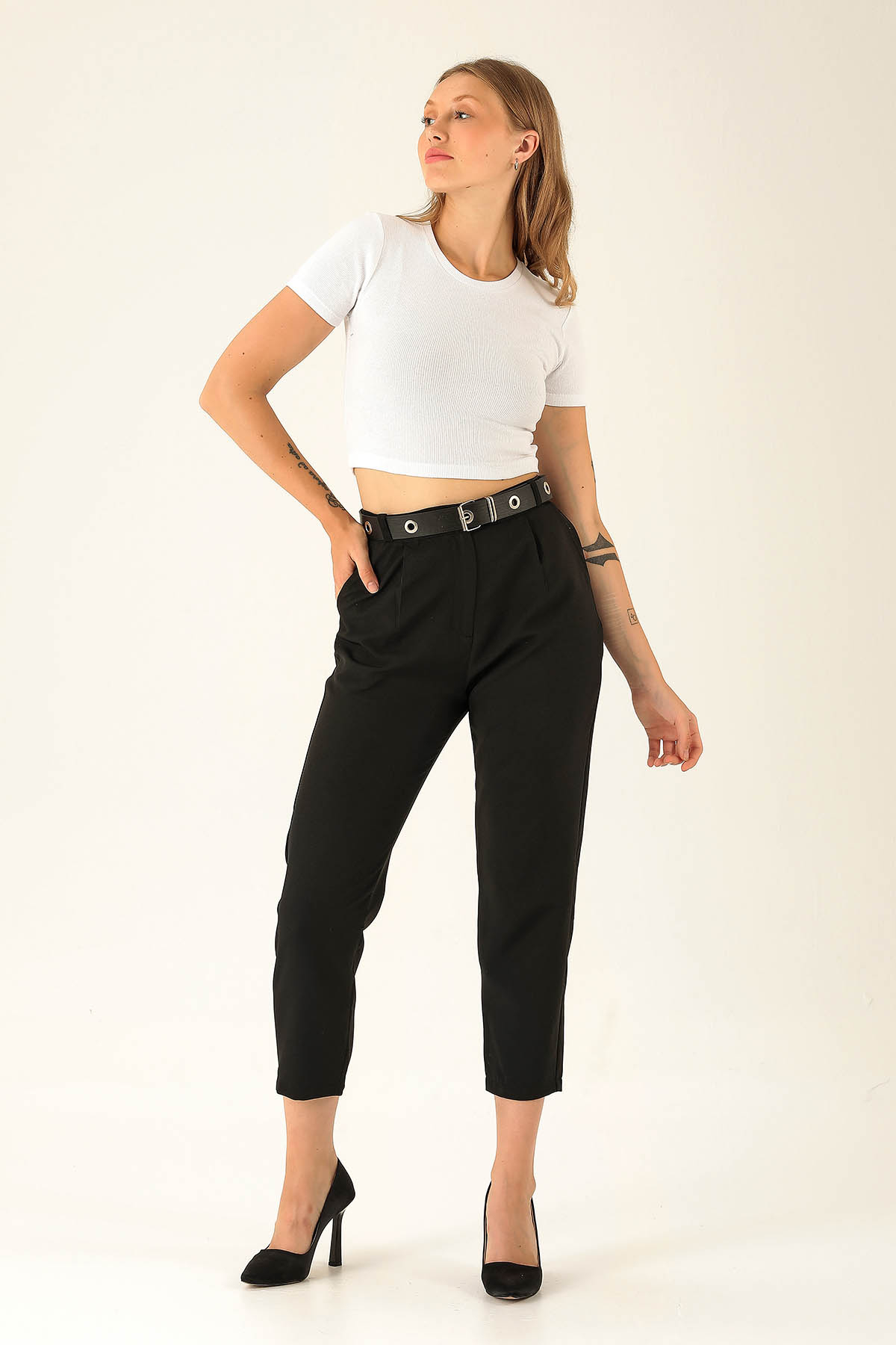 Kemer Detaylı Bayan Pantolon - 6262A Siyah - 2