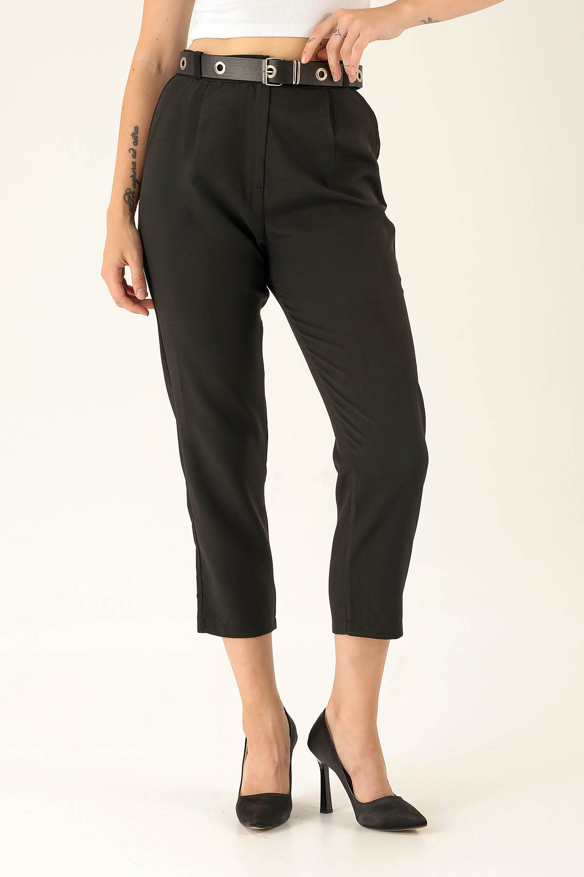 Kemer Detaylı Bayan Pantolon - 6262A Siyah - 4
