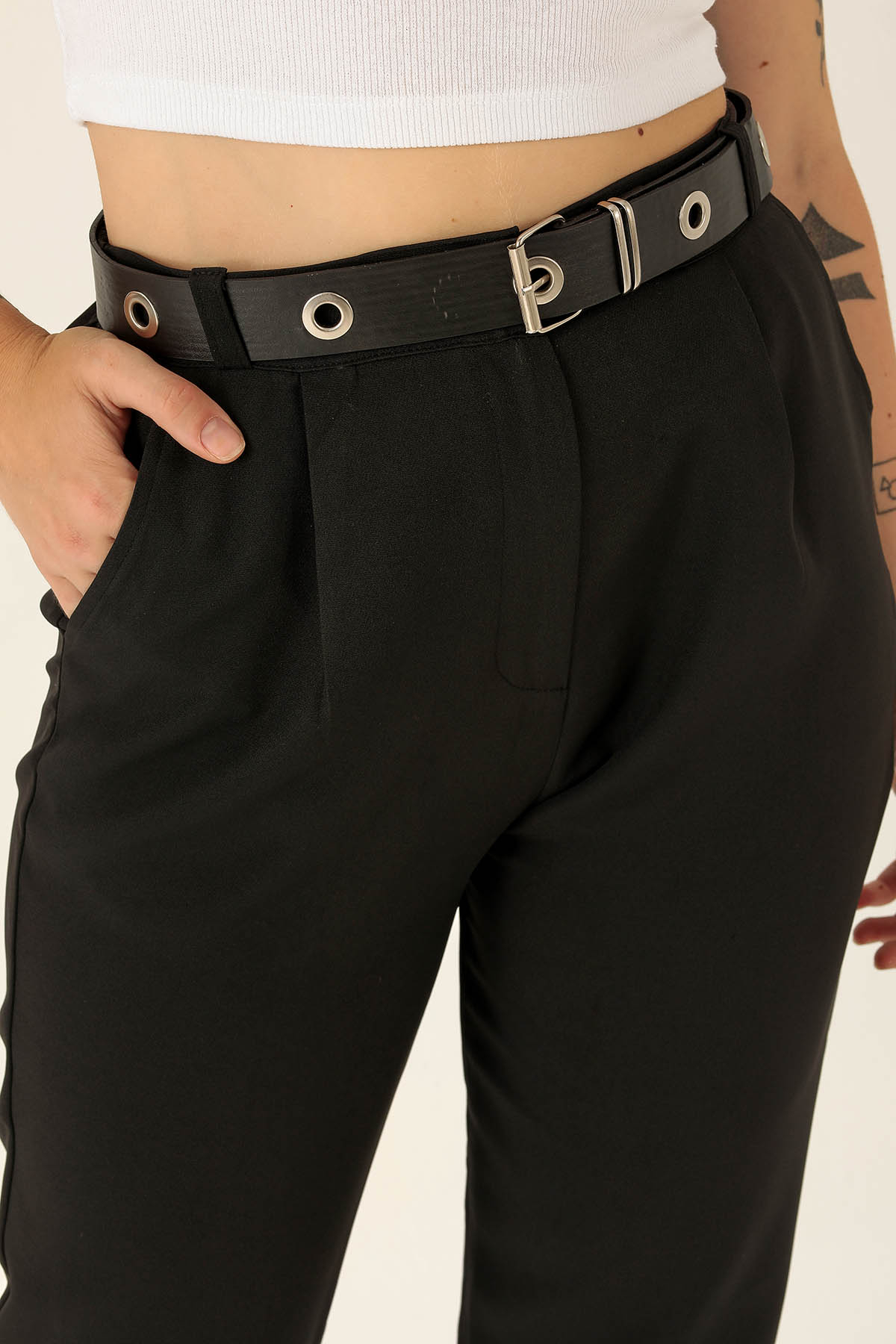 Kemer Detaylı Bayan Pantolon - 6262A Siyah - 6