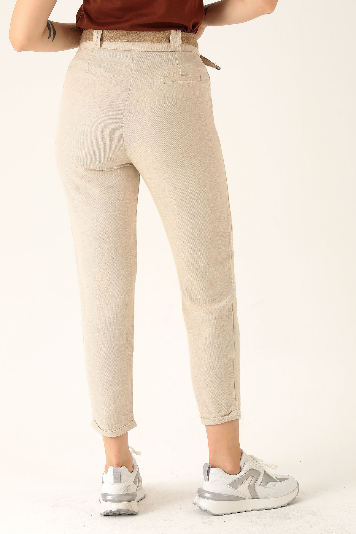 Kemer Detaylı Havuç Bayan Pantolon - 4046 Natural - 5