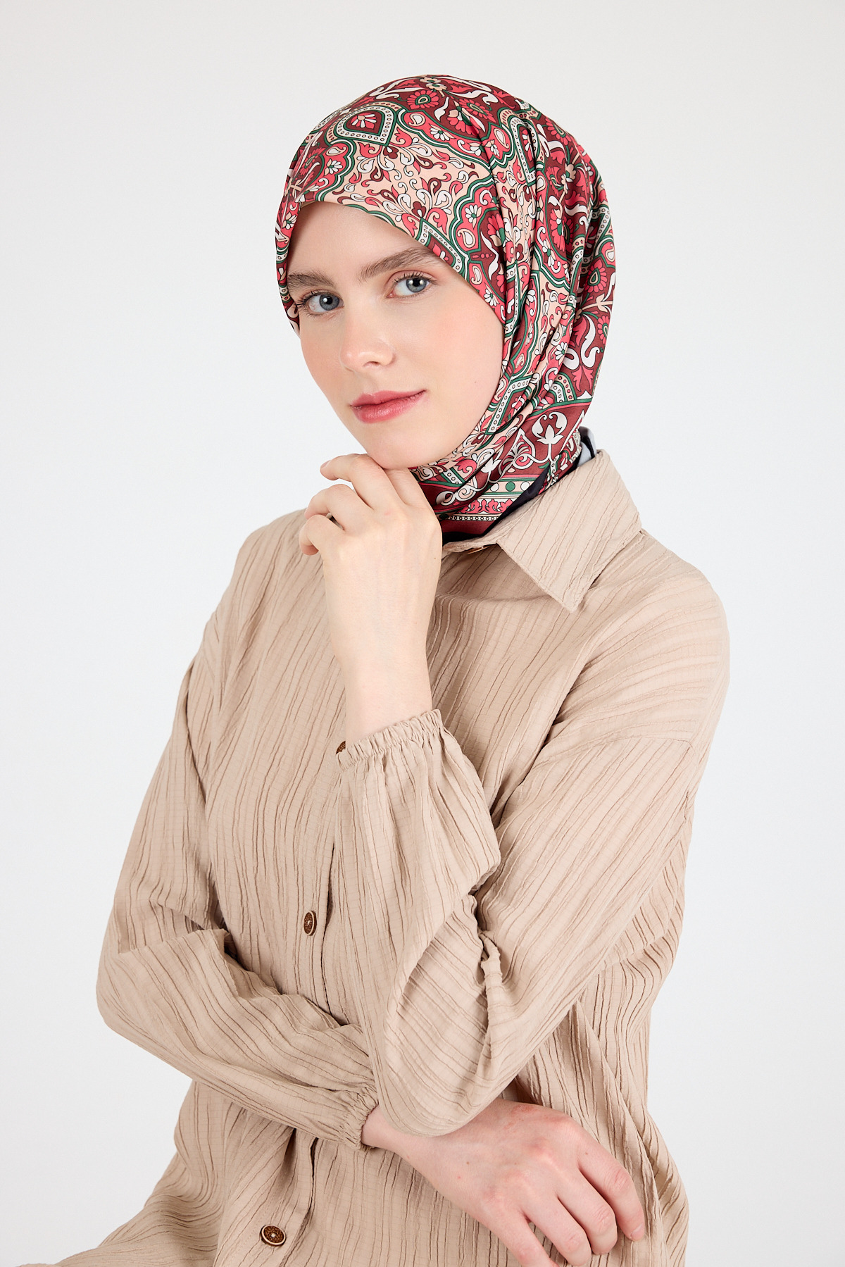 Kiremit Etnik Desenli Eşarp 3013 - 5