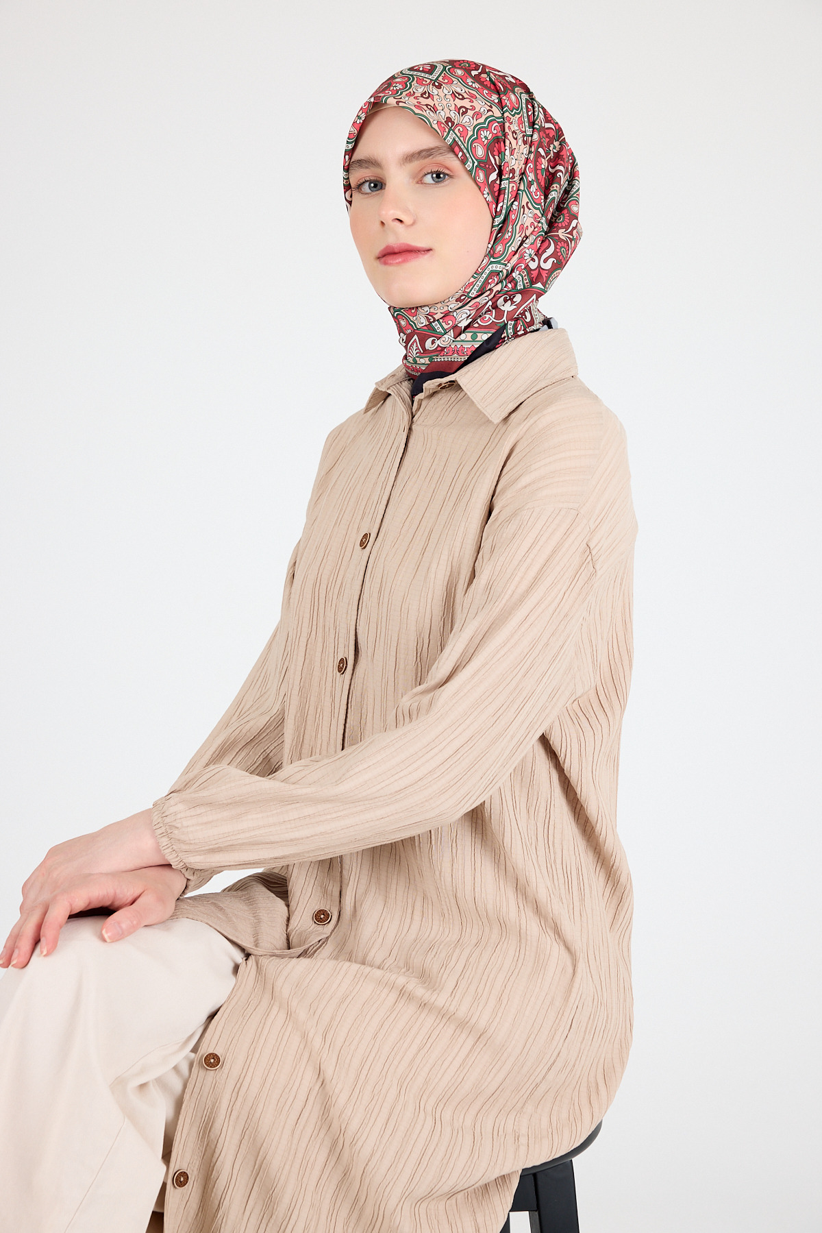 Kiremit Etnik Desenli Eşarp 3013 - 4