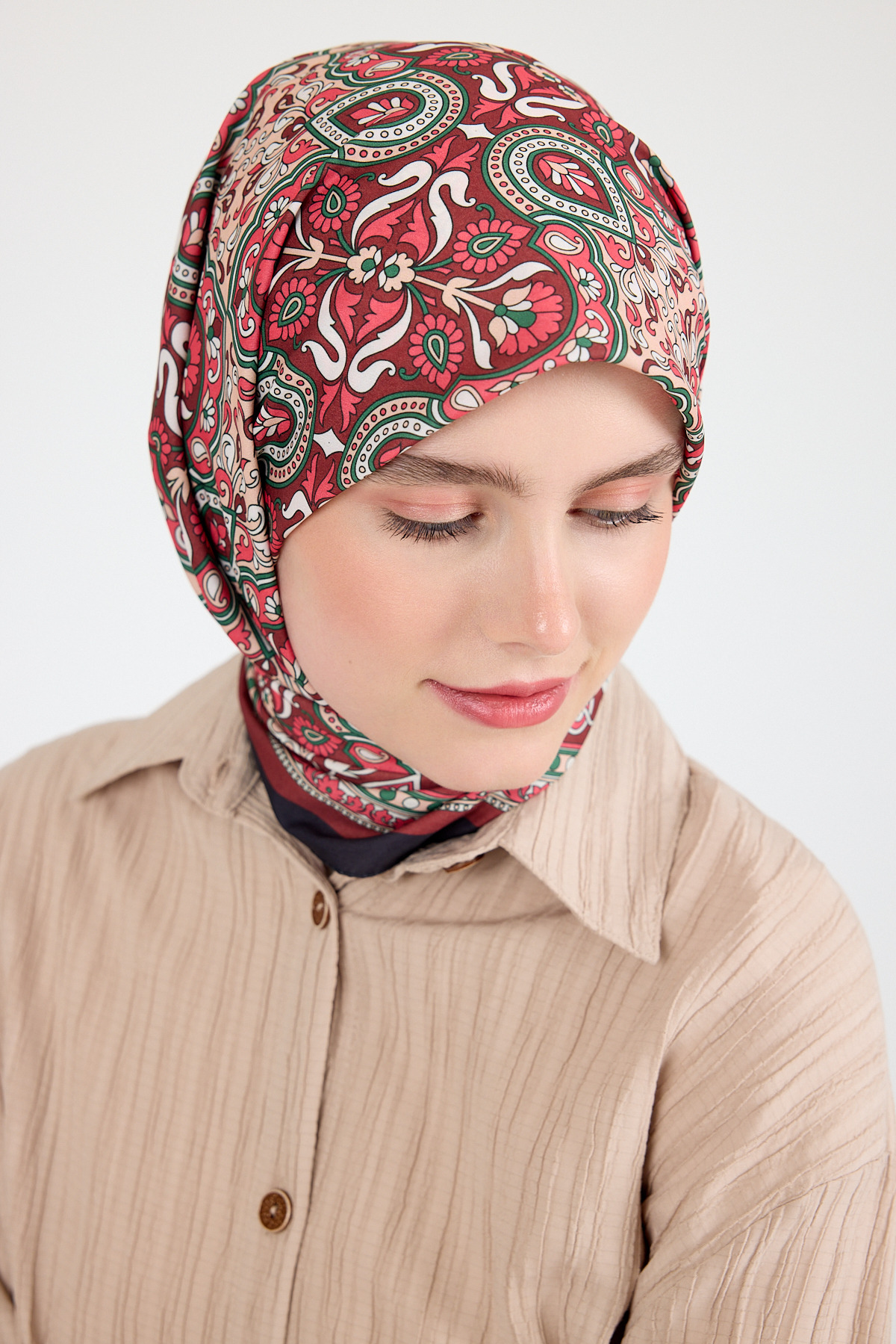 Kiremit Etnik Desenli Eşarp 3013 - 2