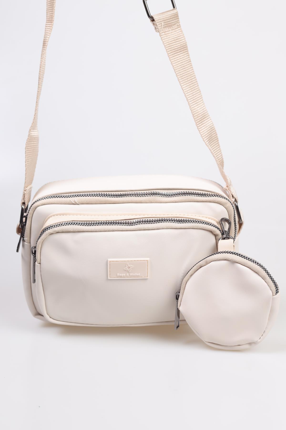 Kırınkıl Kumaş Bayan Cüzdanlı Çanta - 3064 Krem - 2