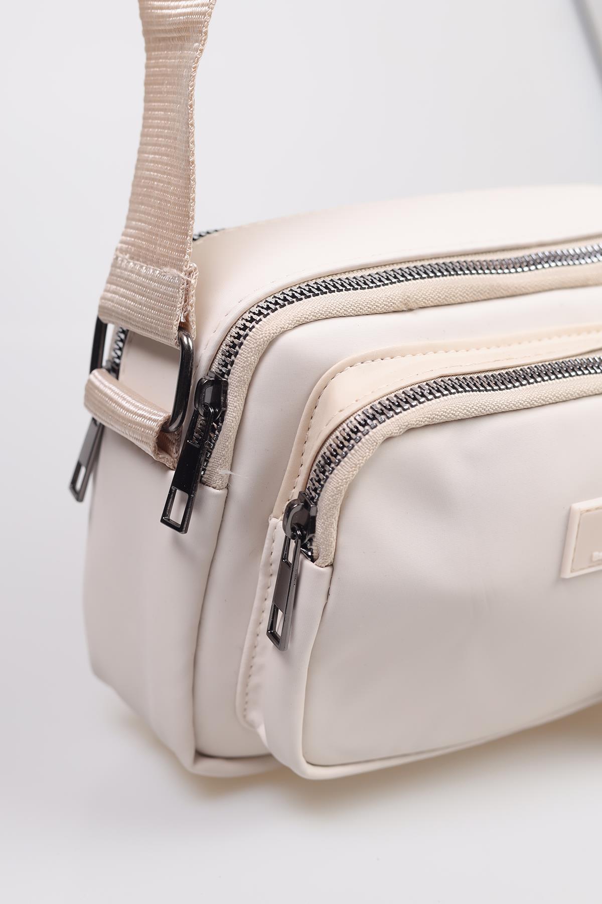 Kırınkıl Kumaş Bayan Cüzdanlı Çanta - 3064 Krem - 3