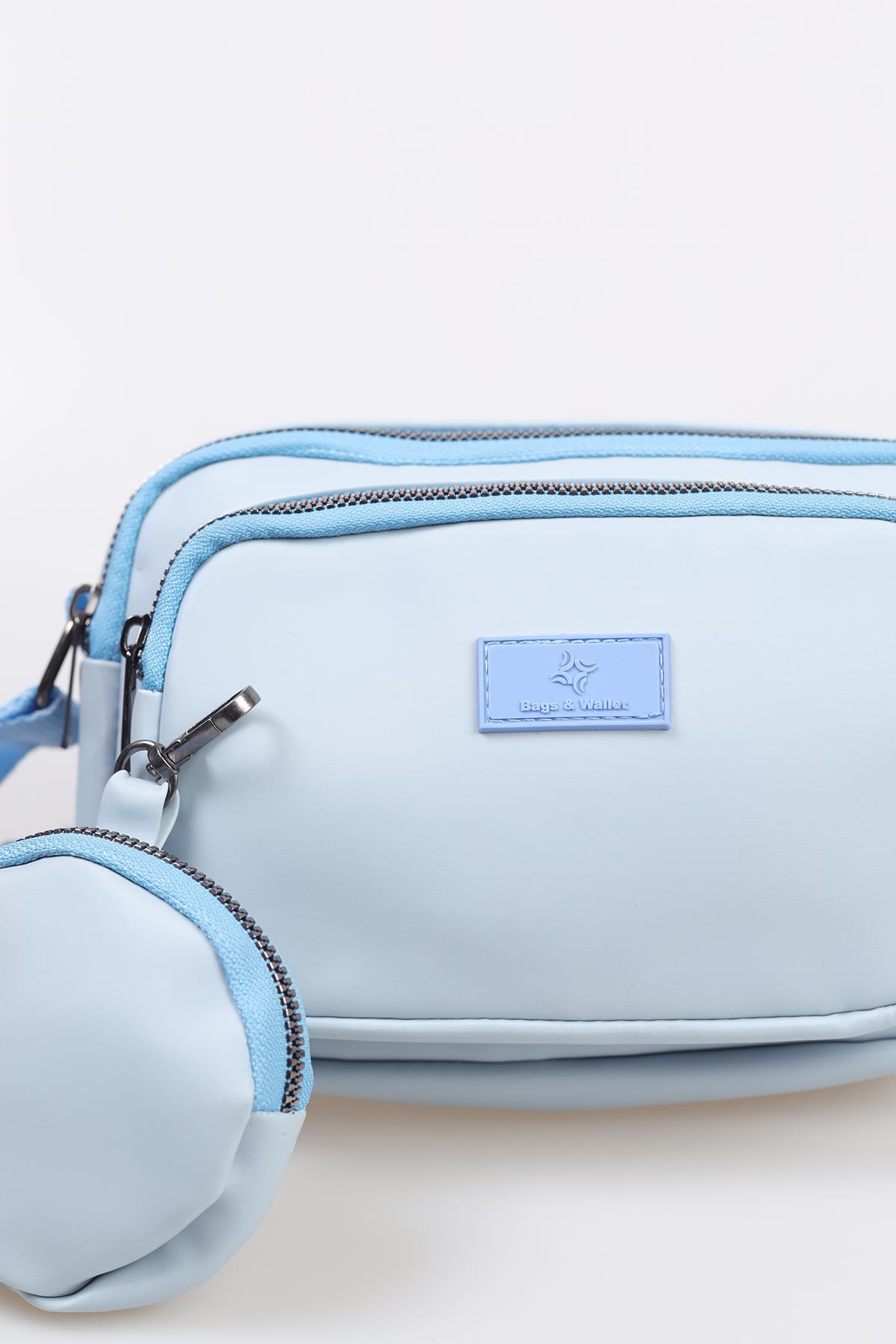 Kırınkıl Kumaş Bayan Cüzdanlı Çanta - 3064 Mavi - 4