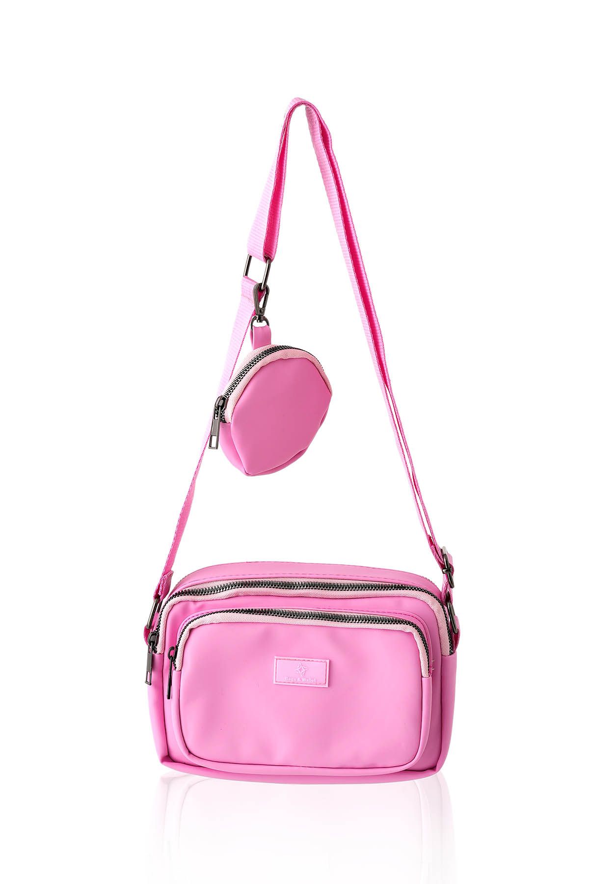 Kırınkıl Kumaş Bayan Cüzdanlı Çanta - 3064 Pembe - 1
