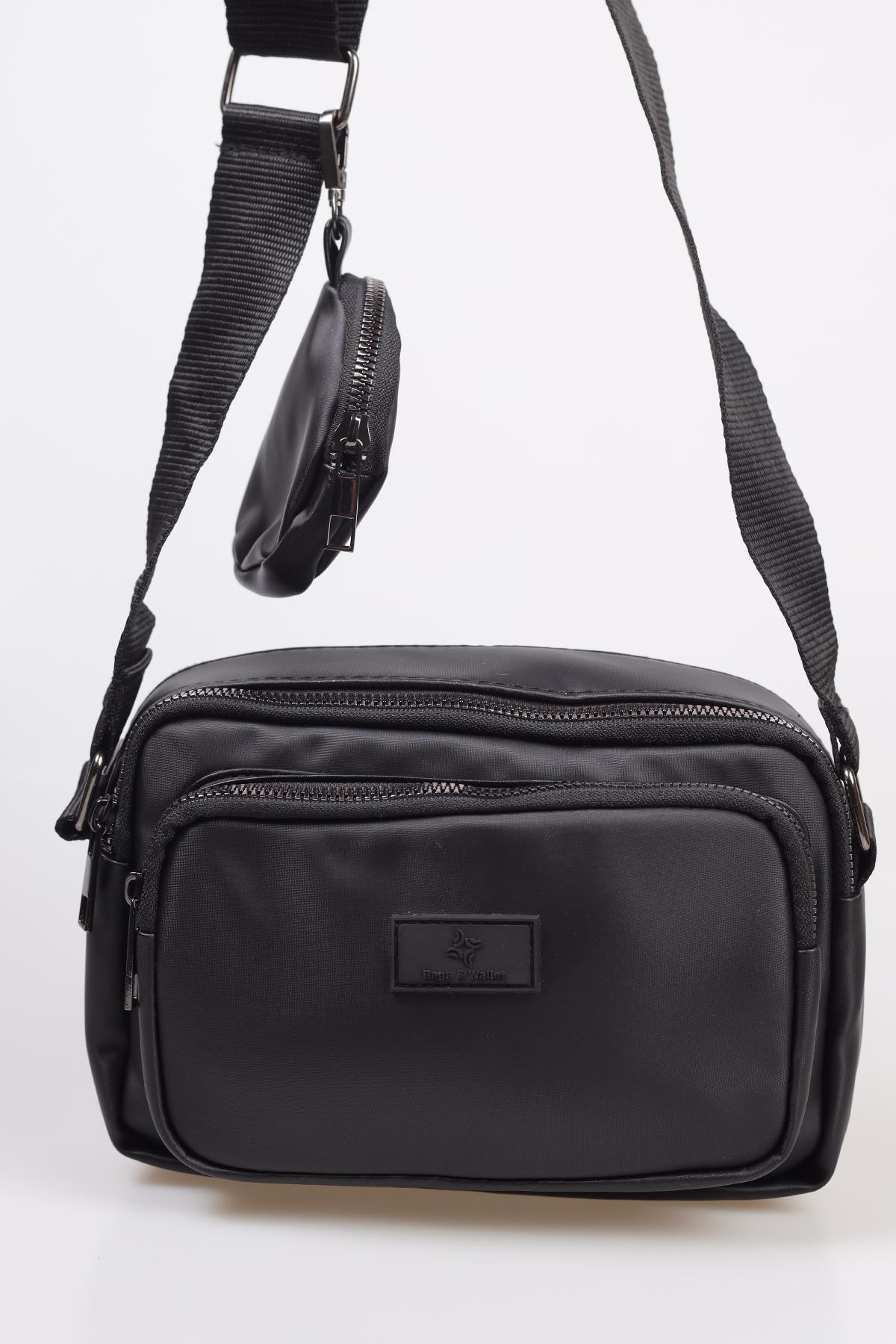 Kırınkıl Kumaş Bayan Cüzdanlı Çanta - 3064 Siyah - 1