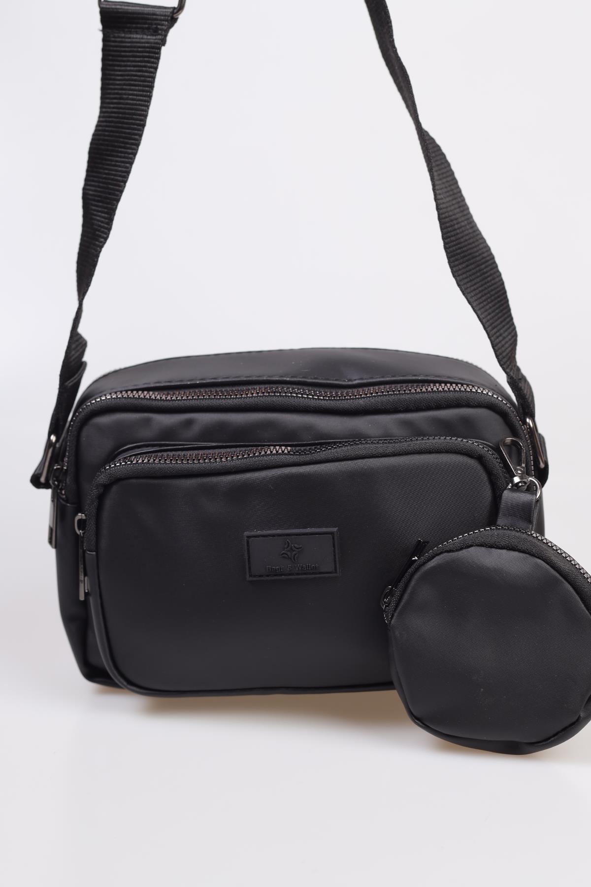 Kırınkıl Kumaş Bayan Cüzdanlı Çanta - 3064 Siyah - 3