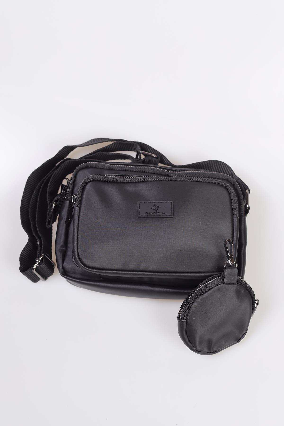 Kırınkıl Kumaş Bayan Cüzdanlı Çanta - 3064 Siyah - 4