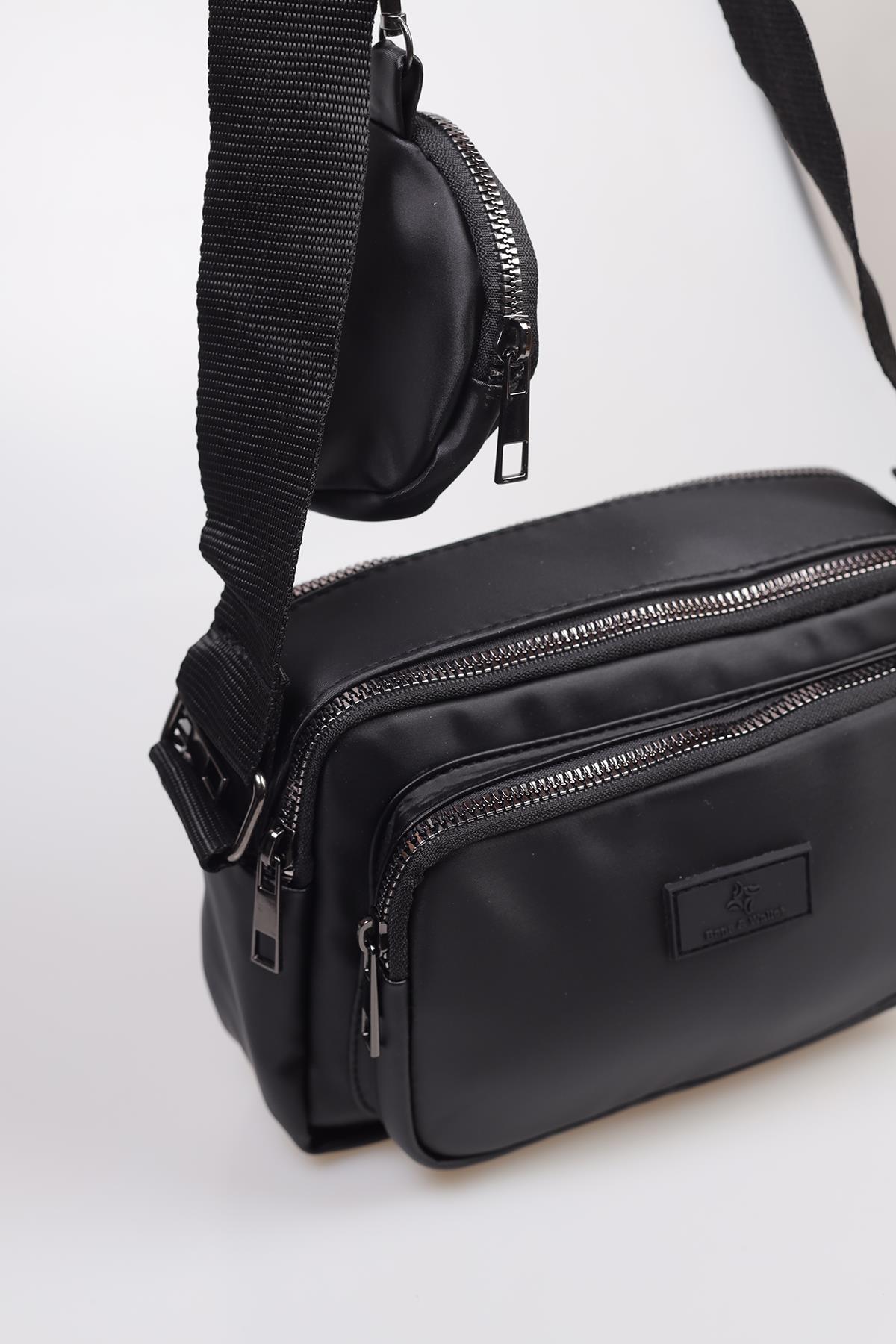 Kırınkıl Kumaş Bayan Cüzdanlı Çanta - 3064 Siyah - 2