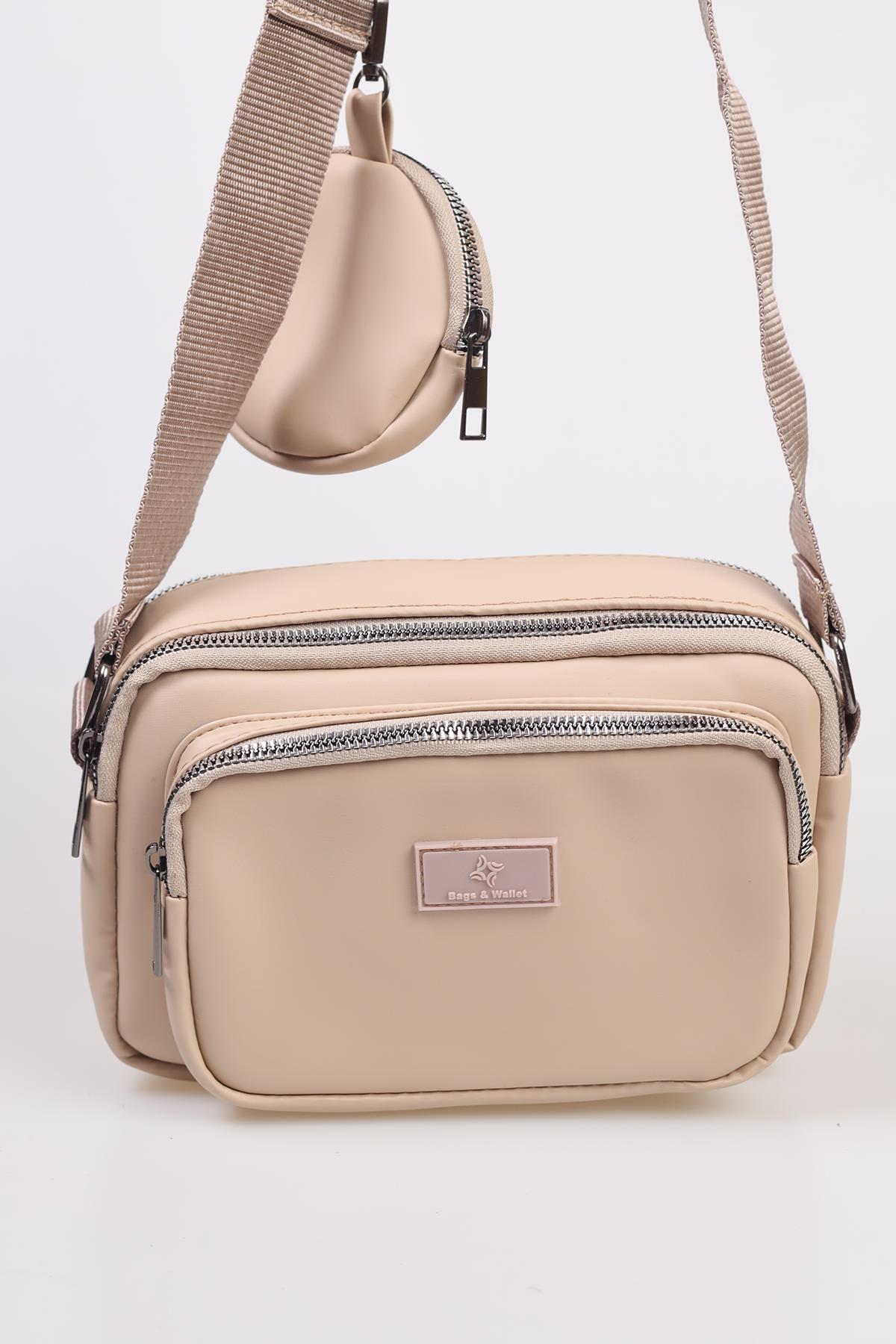 Kırınkıl Kumaş Bayan Cüzdanlı Çanta - 3064 Vizon 